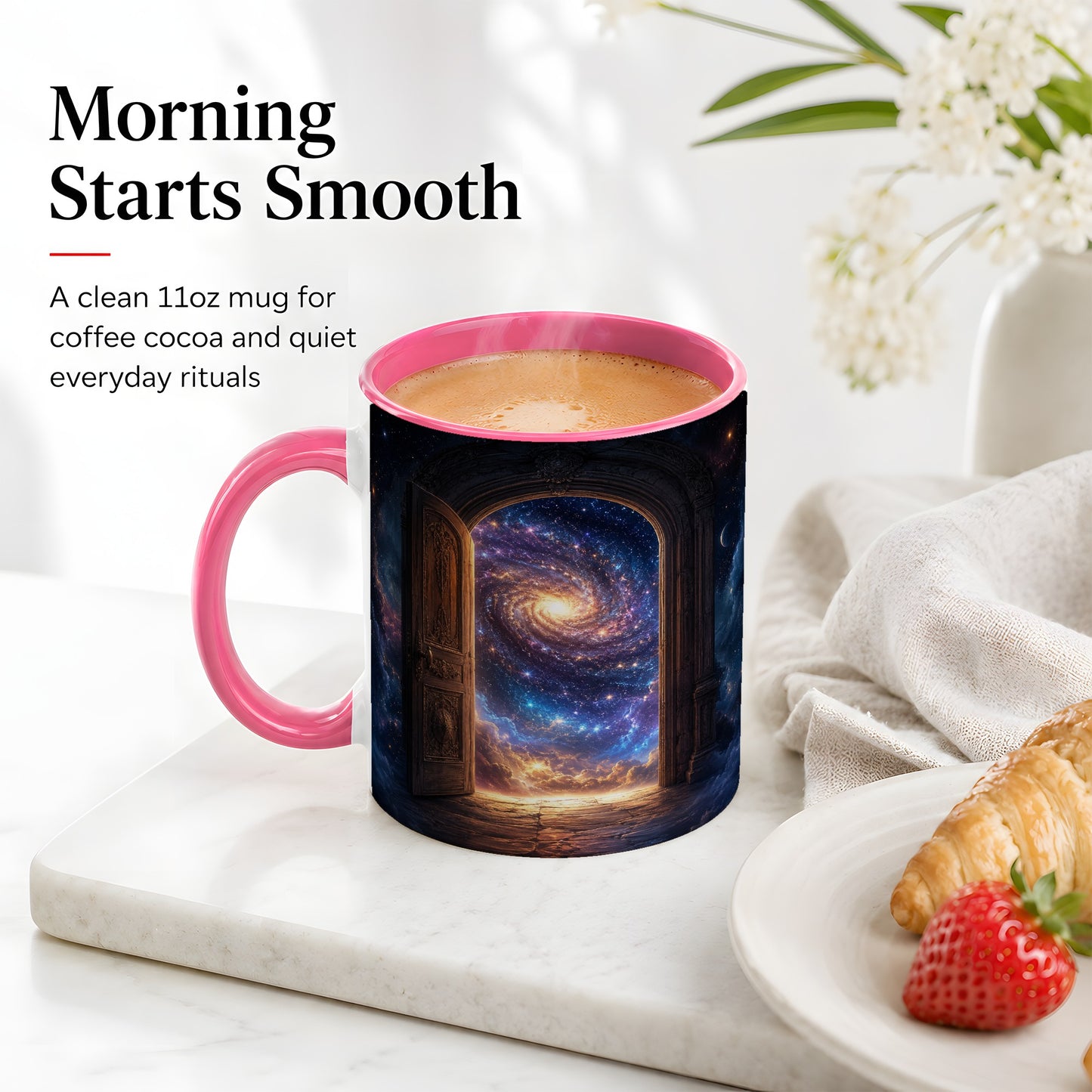 #pl[11oz|Pink] Cosmic Doorway Ceramic Mug, Galaxy Portal Celestial Art