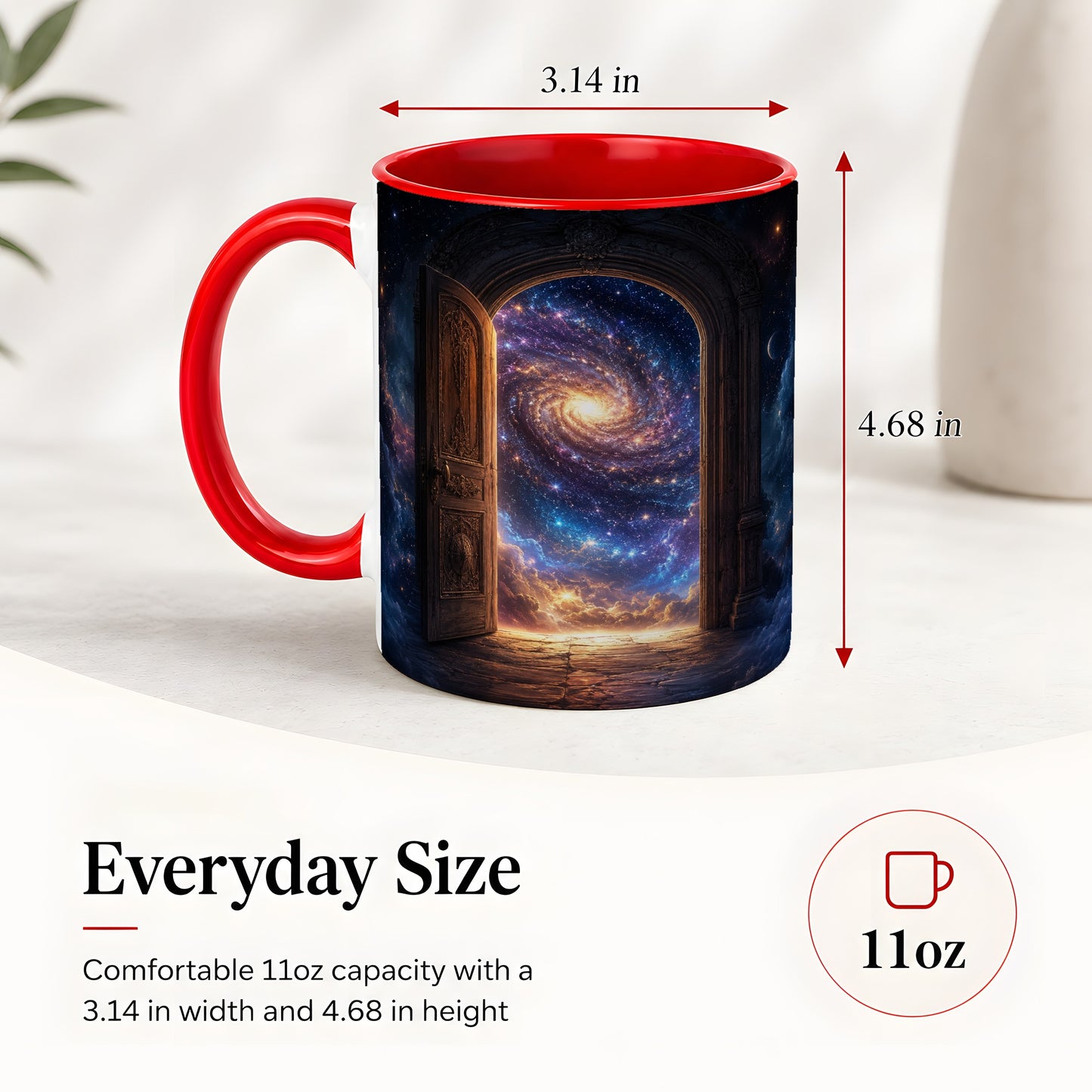 #pl[11oz|Red] Cosmic Doorway Ceramic Mug, Galaxy Portal Celestial Art