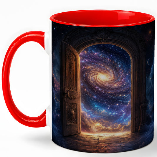 Cosmic Doorway Ceramic Mug, Galaxy Portal Celestial Art