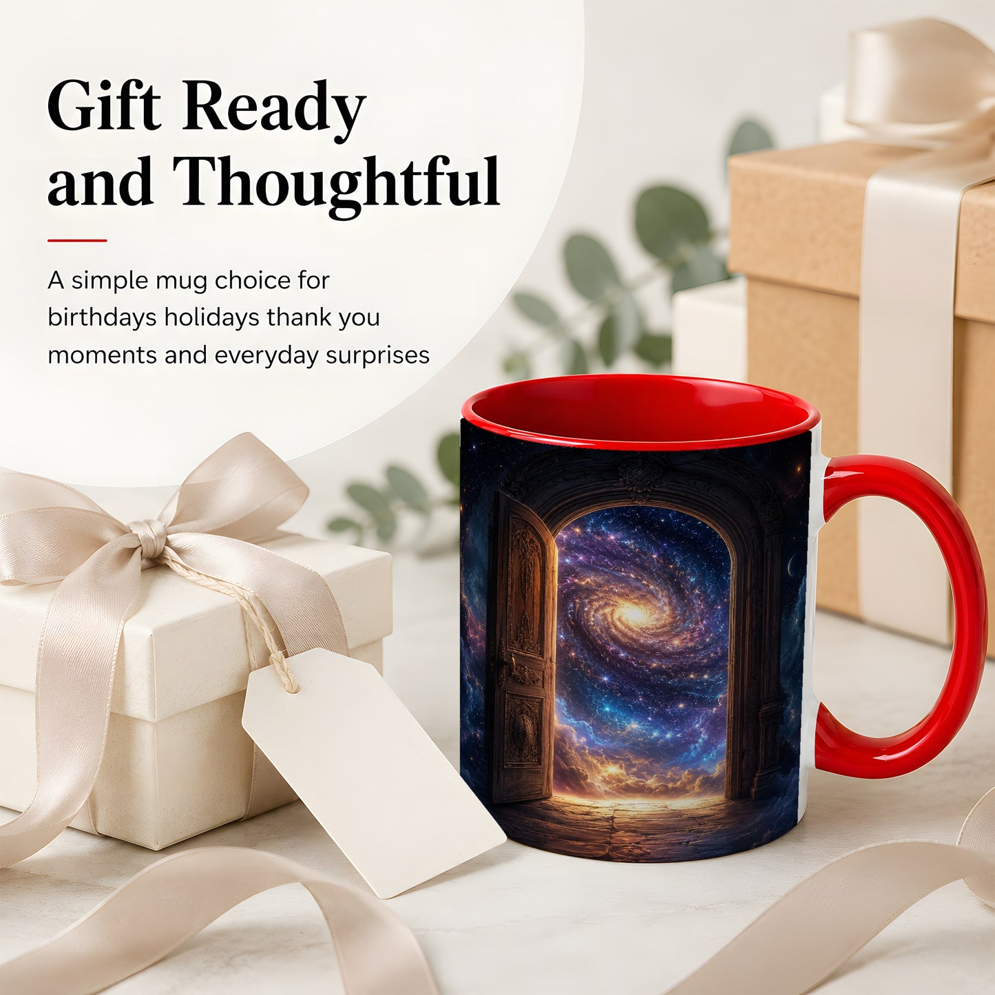#pl[11oz|Red] Cosmic Doorway Ceramic Mug, Galaxy Portal Celestial Art