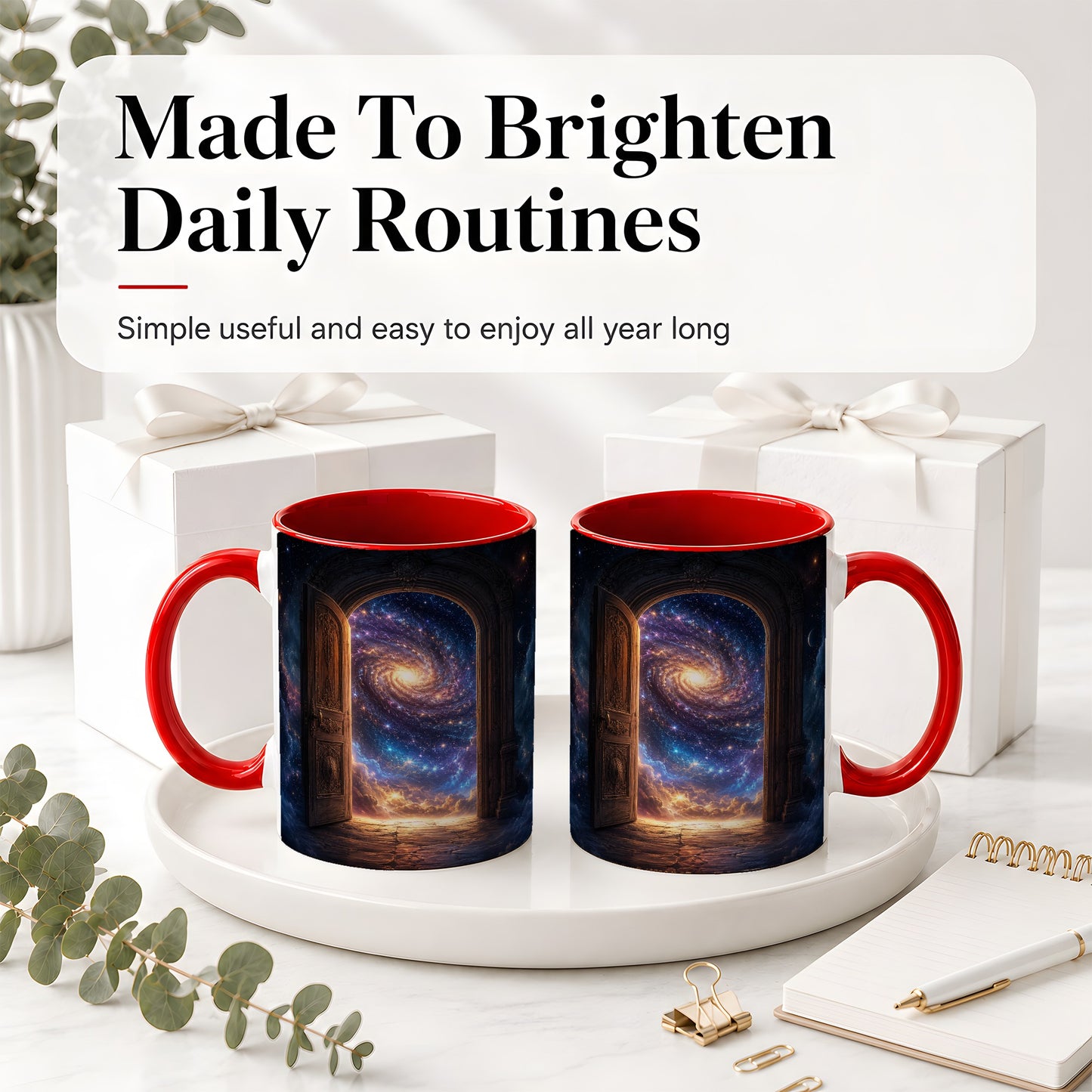 #pl[11oz|Red] Cosmic Doorway Ceramic Mug, Galaxy Portal Celestial Art