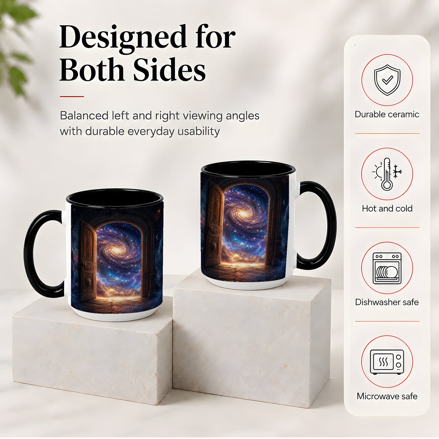 #pl[15oz|Black] Cosmic Doorway Ceramic Mug, Galaxy Portal Celestial Art