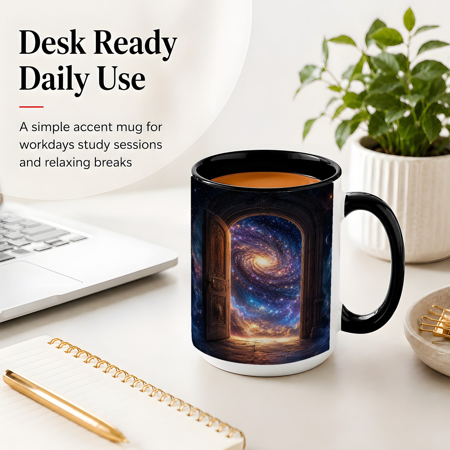 #pl[15oz|Black] Cosmic Doorway Ceramic Mug, Galaxy Portal Celestial Art