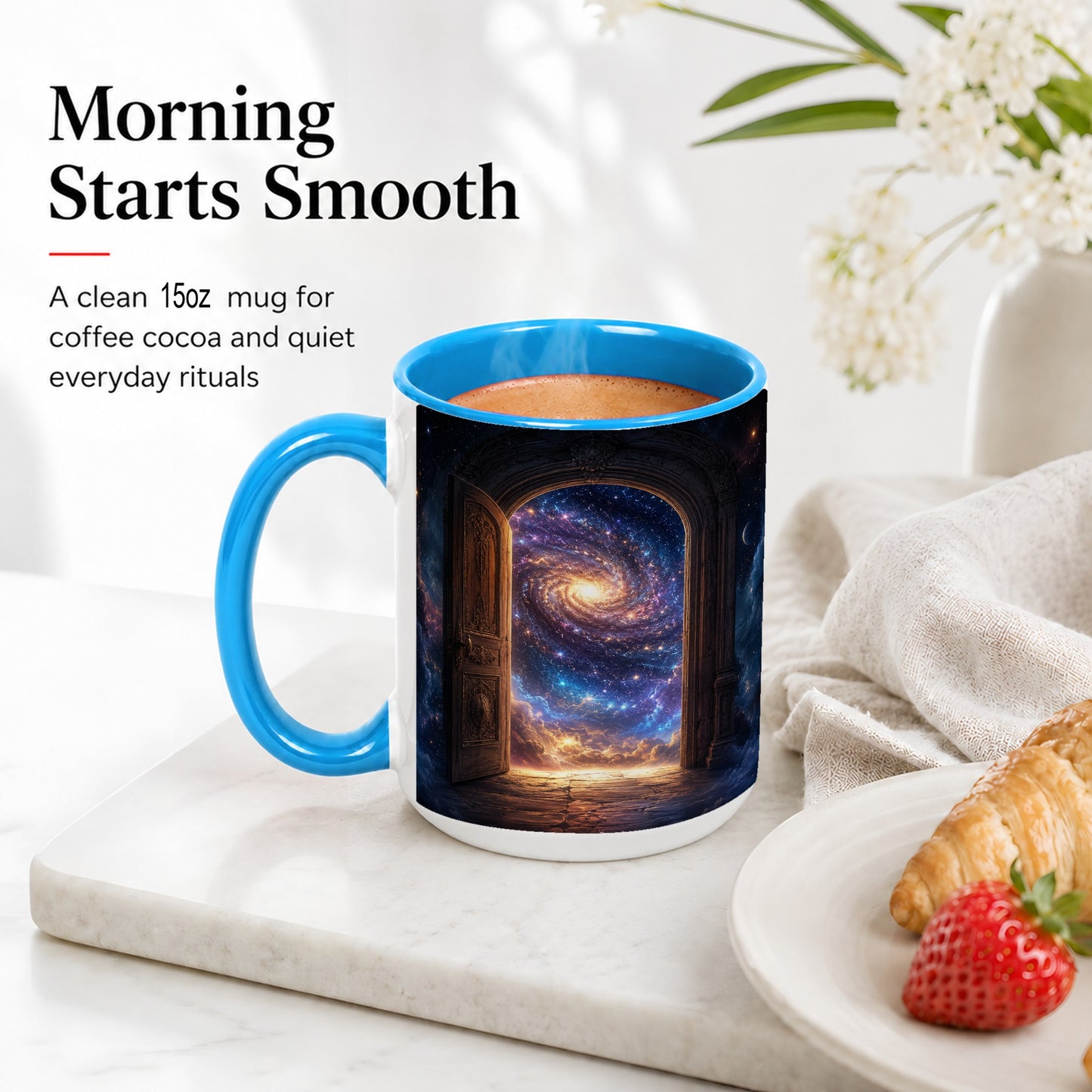 #pl[15oz|Blue] Cosmic Doorway Ceramic Mug, Galaxy Portal Celestial Art