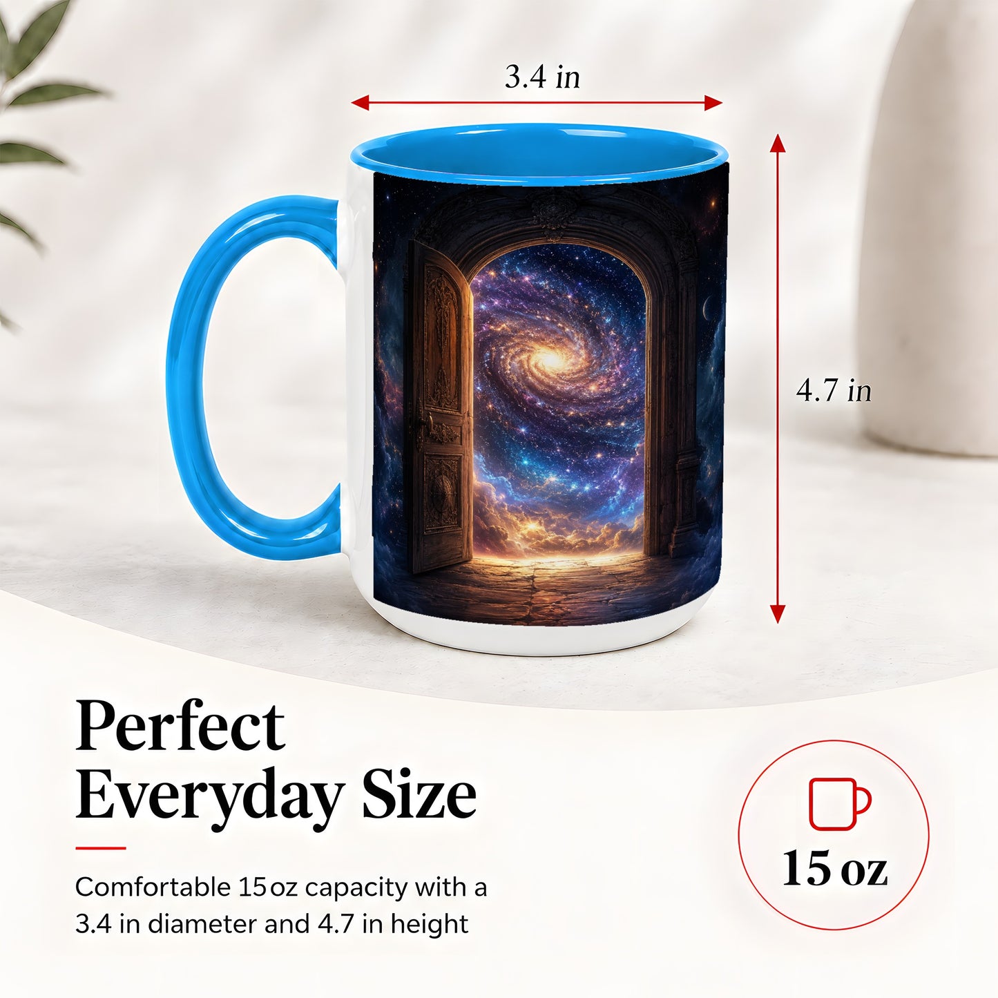 #pl[15oz|Blue] Cosmic Doorway Ceramic Mug, Galaxy Portal Celestial Art