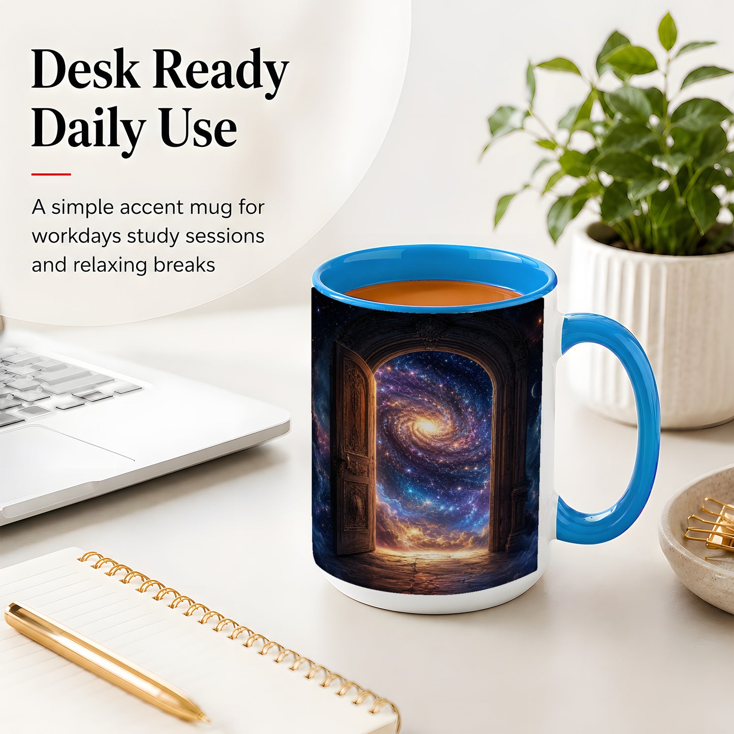 #pl[15oz|Blue] Cosmic Doorway Ceramic Mug, Galaxy Portal Celestial Art