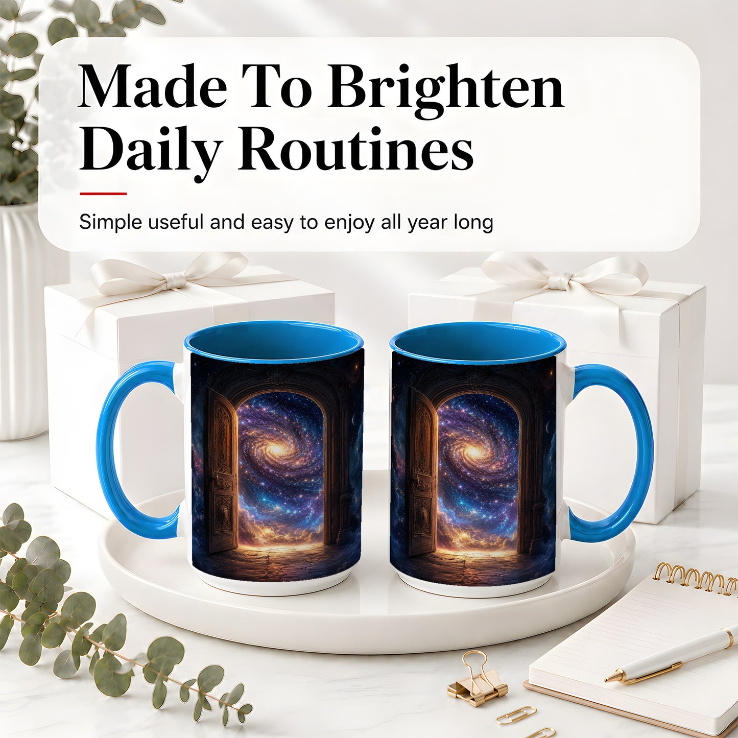 #pl[15oz|Blue] Cosmic Doorway Ceramic Mug, Galaxy Portal Celestial Art