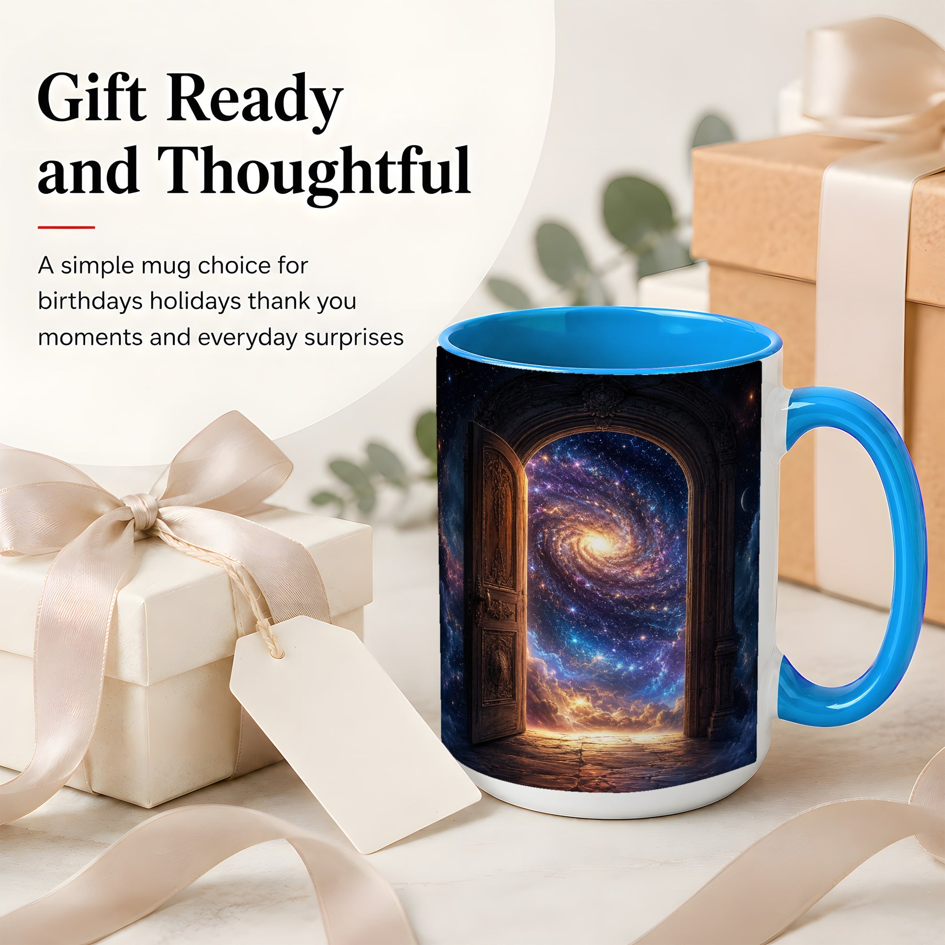 #pl[15oz|Blue] Cosmic Doorway Ceramic Mug, Galaxy Portal Celestial Art