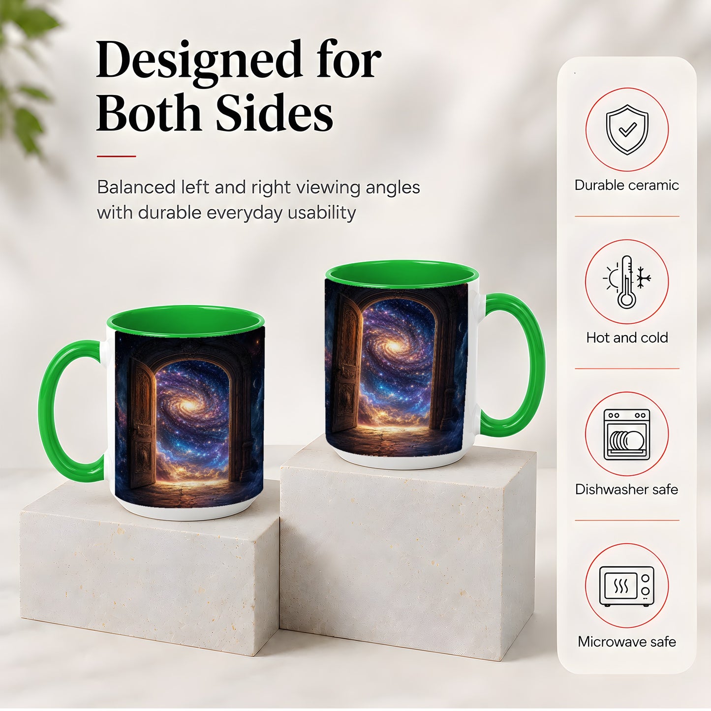 #pl[15oz|Green] Cosmic Doorway Ceramic Mug, Galaxy Portal Celestial Art