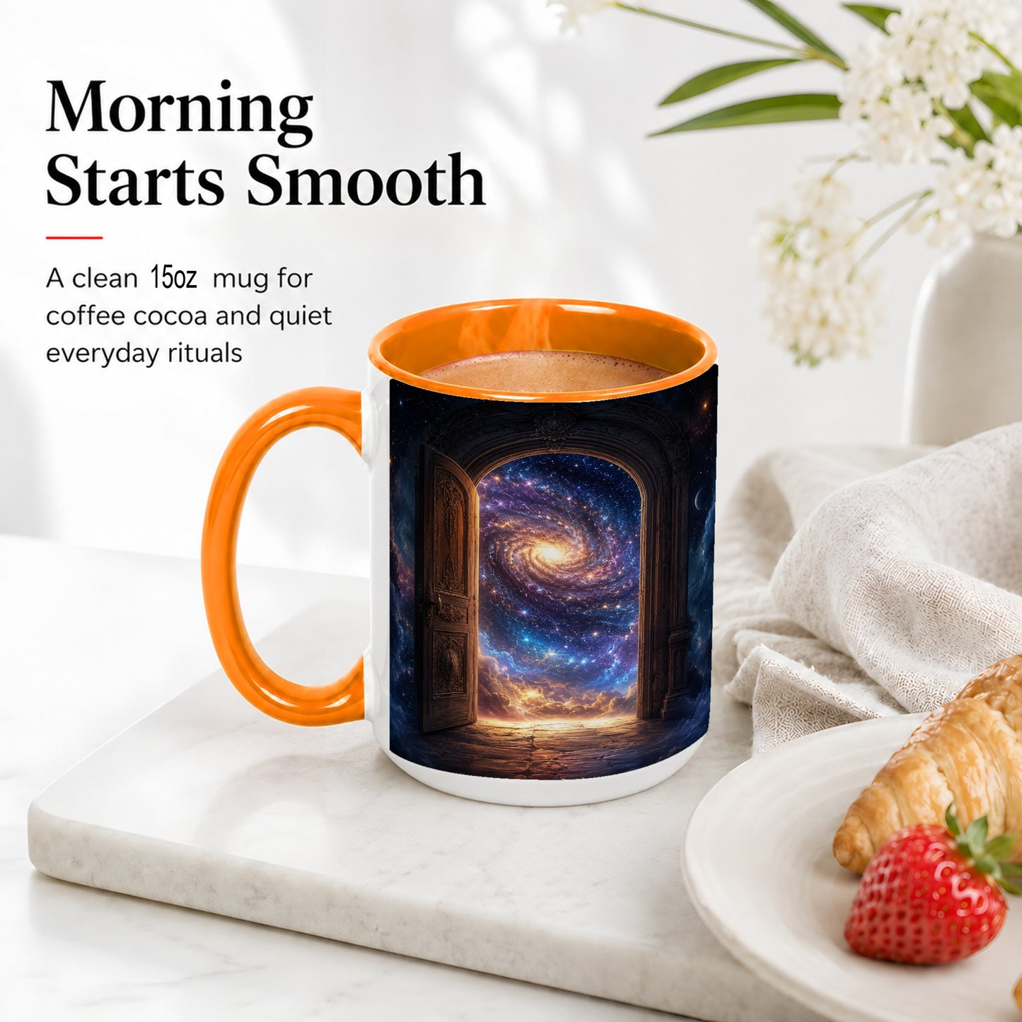 #pl[15oz|Orange] Cosmic Doorway Ceramic Mug, Galaxy Portal Celestial Art