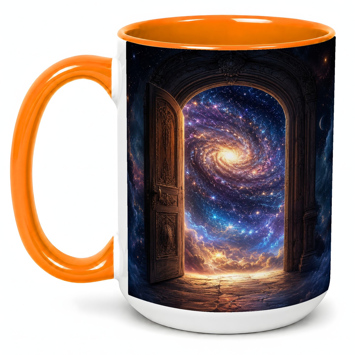 #pl[15oz|Orange] Cosmic Doorway Ceramic Mug, Galaxy Portal Celestial Art