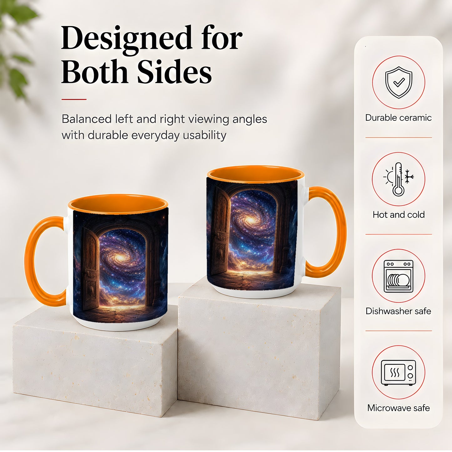 #pl[15oz|Orange] Cosmic Doorway Ceramic Mug, Galaxy Portal Celestial Art
