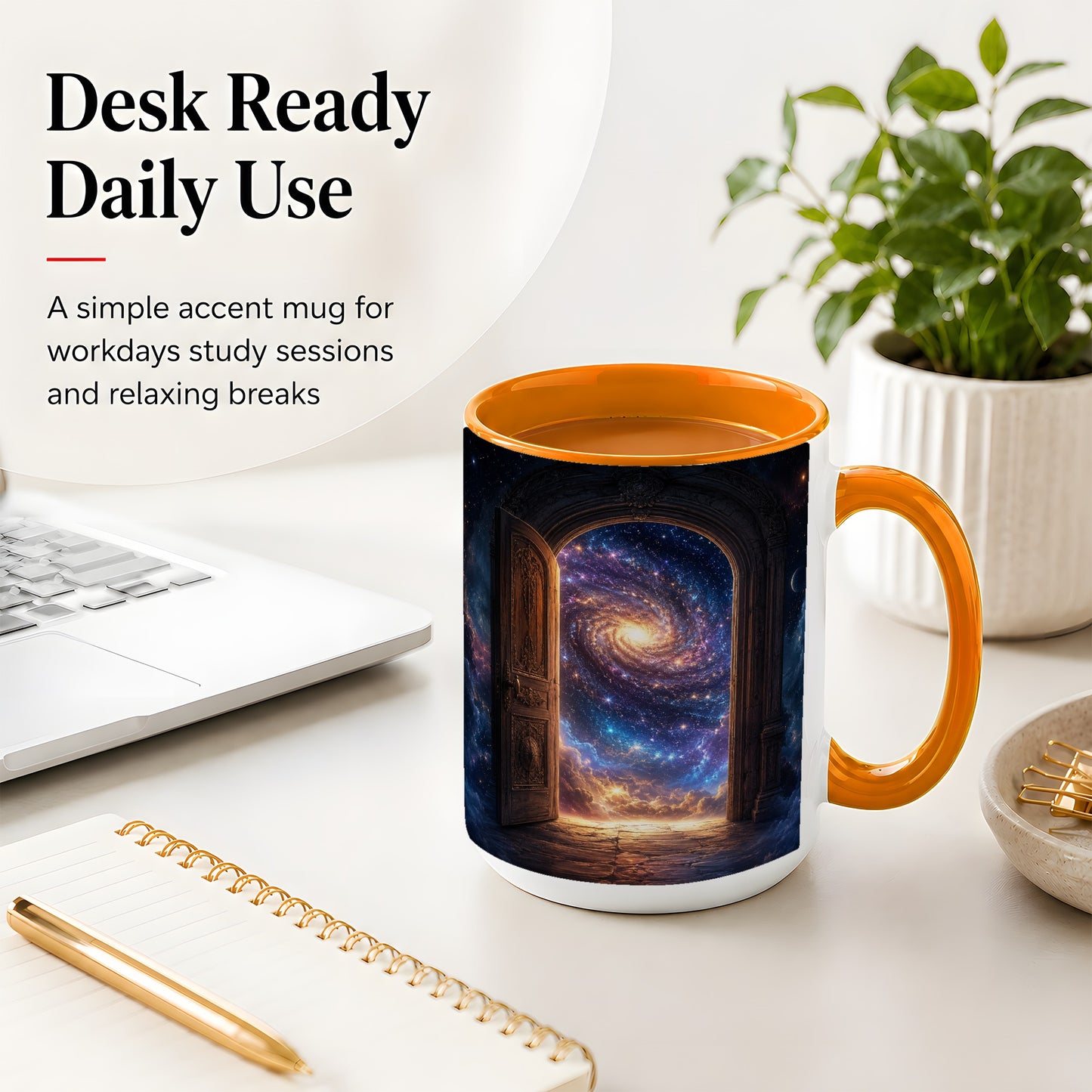#pl[15oz|Orange] Cosmic Doorway Ceramic Mug, Galaxy Portal Celestial Art