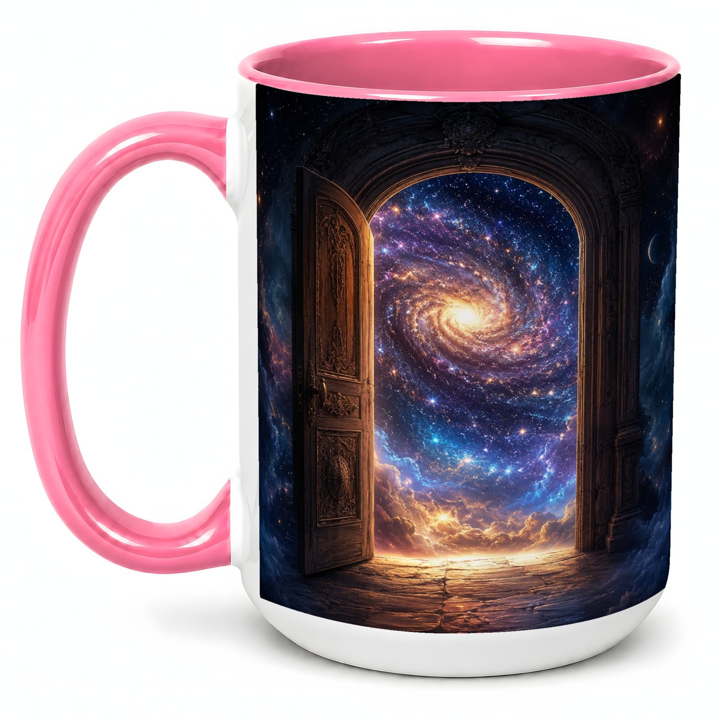 #pl[15oz|Pink] Cosmic Doorway Ceramic Mug, Galaxy Portal Celestial Art