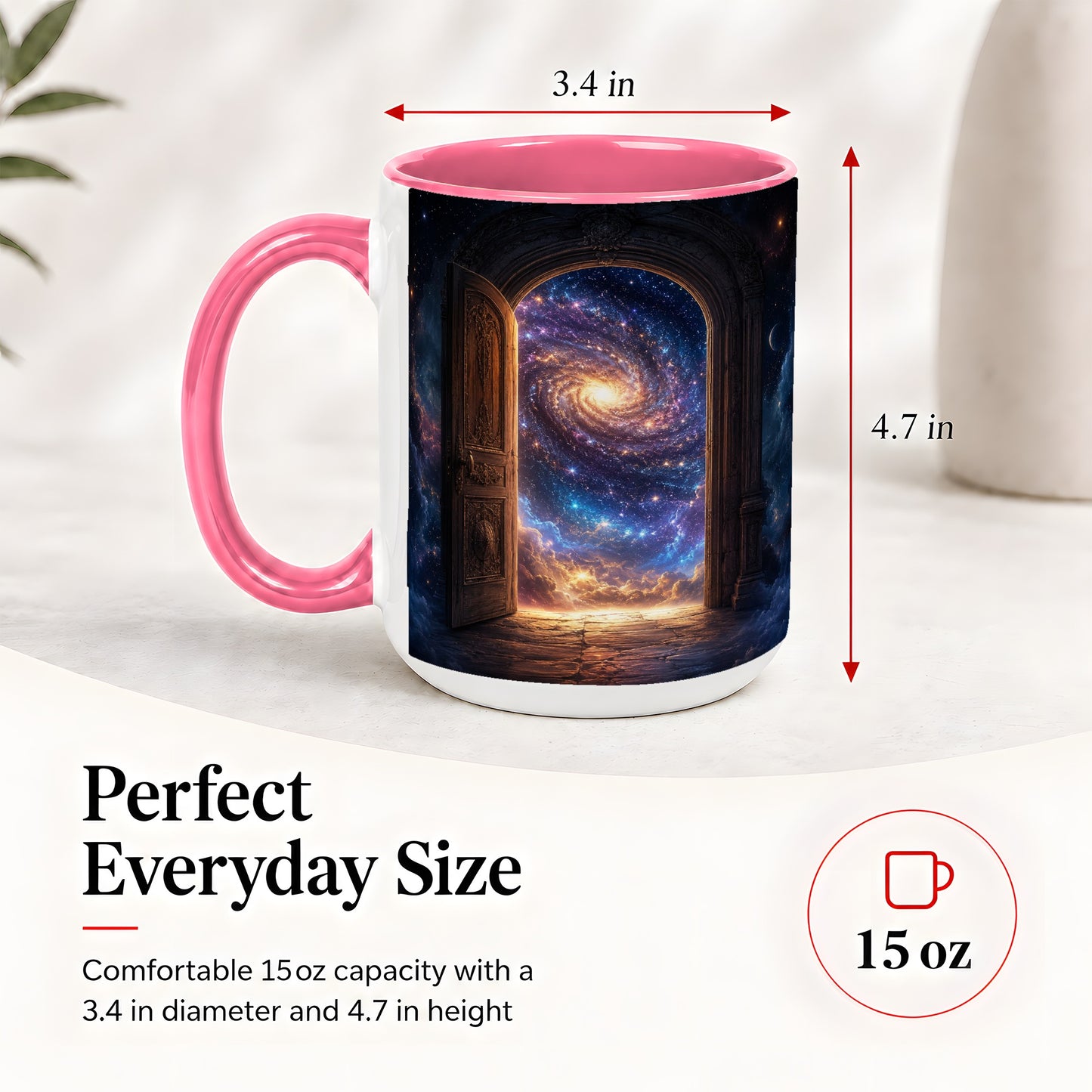 #pl[15oz|Pink] Cosmic Doorway Ceramic Mug, Galaxy Portal Celestial Art