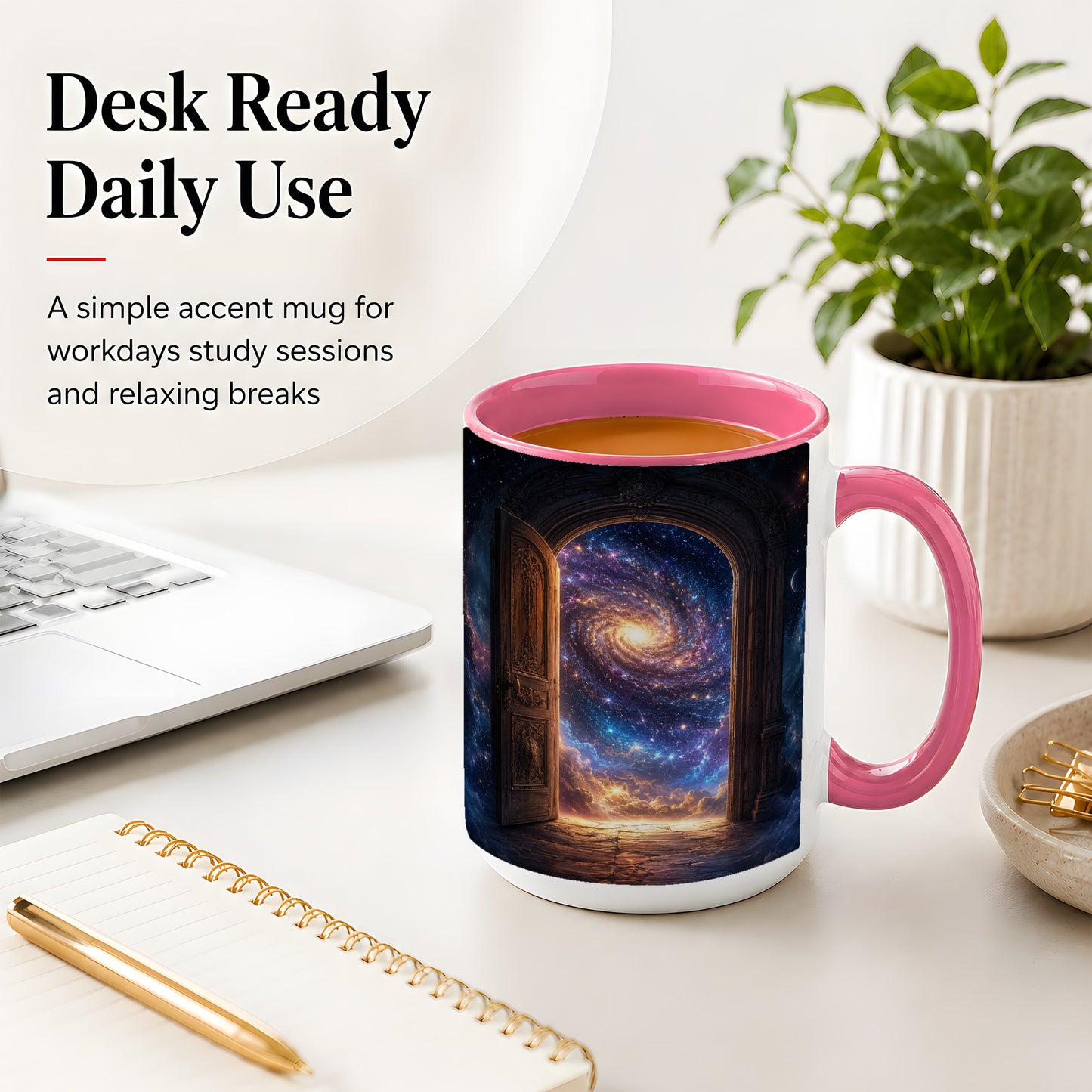 #pl[15oz|Pink] Cosmic Doorway Ceramic Mug, Galaxy Portal Celestial Art