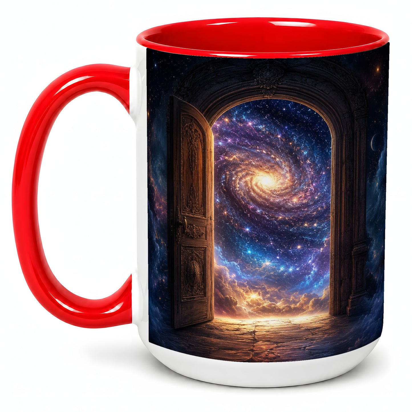 #pl[15oz|Red] Cosmic Doorway Ceramic Mug, Galaxy Portal Celestial Art