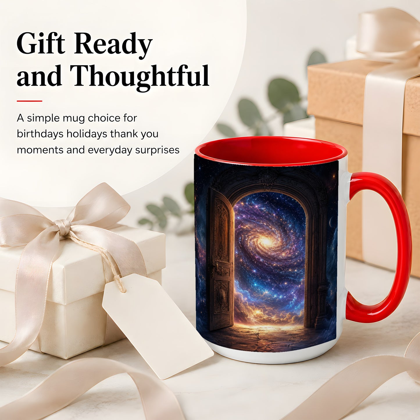 #pl[15oz|Red] Cosmic Doorway Ceramic Mug, Galaxy Portal Celestial Art