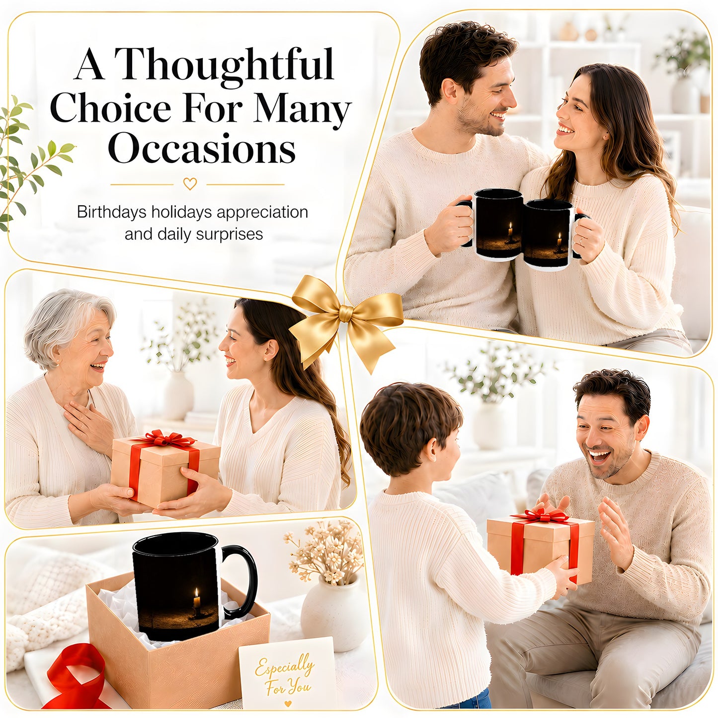 #pl[15oz|Black] Candlelight Ceramic Mug, Dark Cozy Night Still Life Art