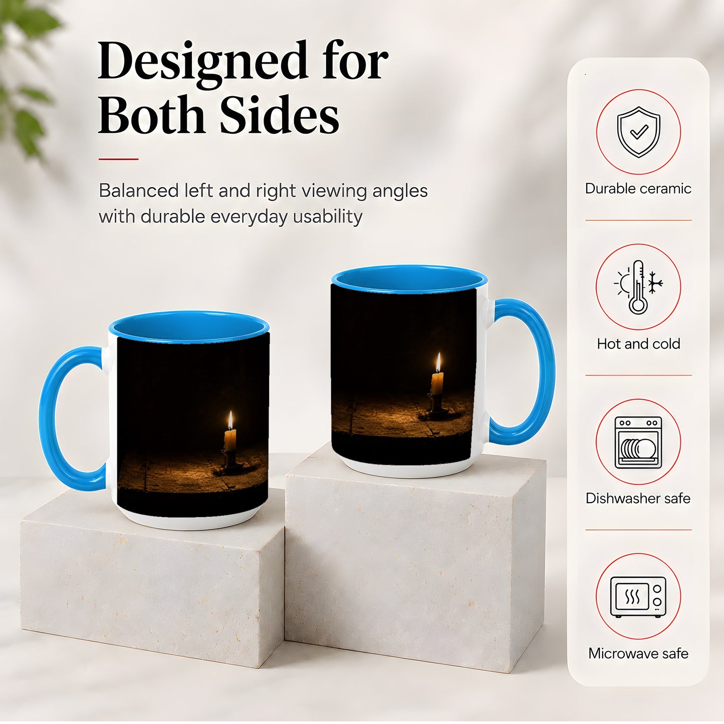 #pl[15oz|Blue] Candlelight Ceramic Mug, Dark Cozy Night Still Life Art