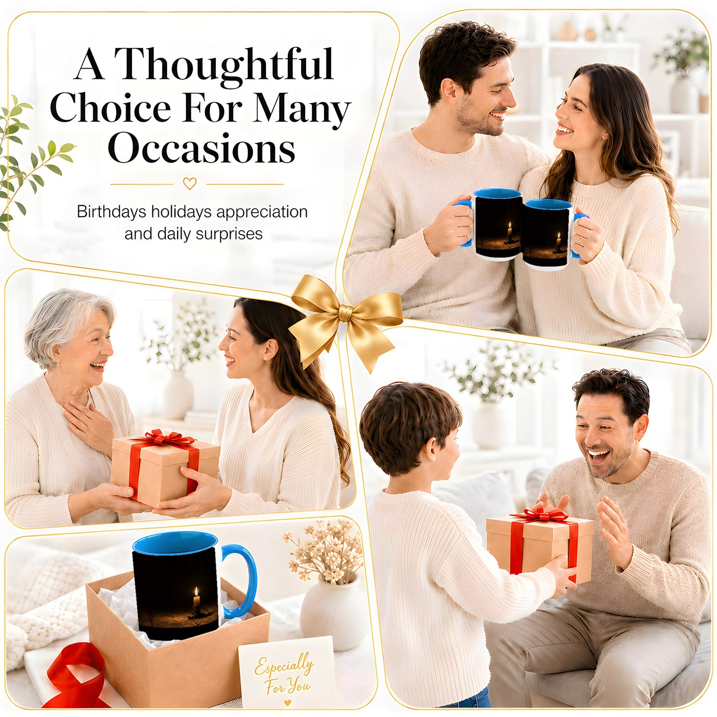 #pl[15oz|Blue] Candlelight Ceramic Mug, Dark Cozy Night Still Life Art