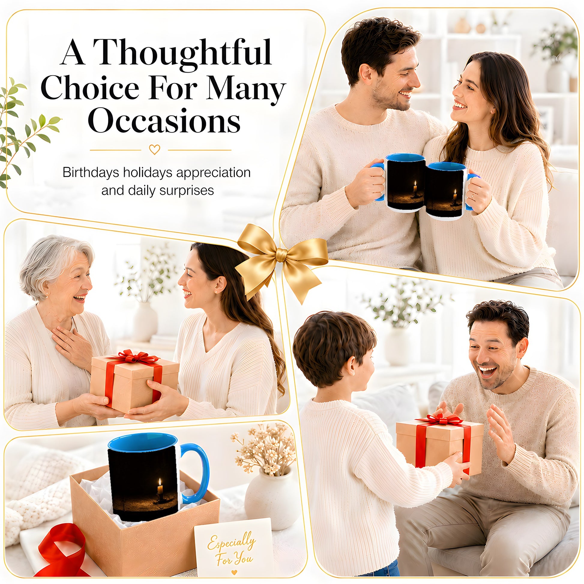 #pl[15oz|Blue] Candlelight Ceramic Mug, Dark Cozy Night Still Life Art