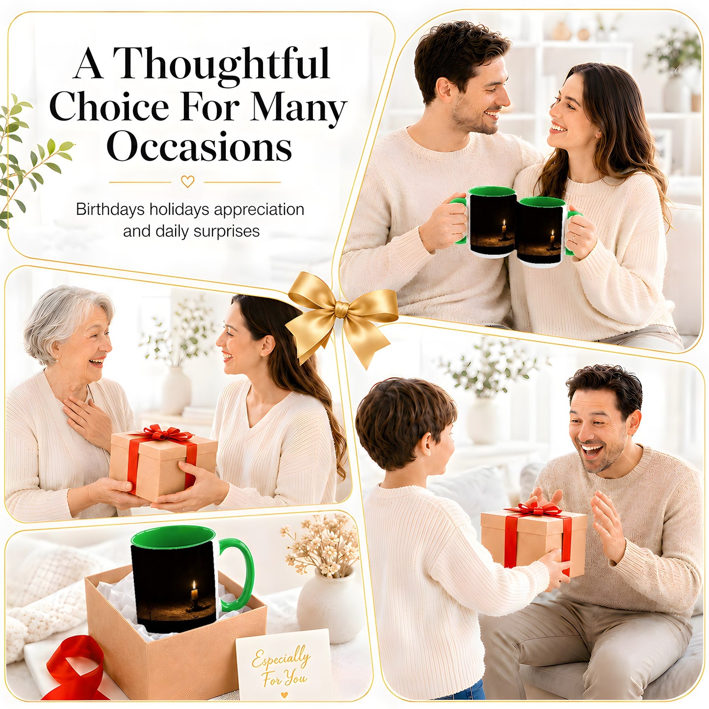 #pl[15oz|Green] Candlelight Ceramic Mug, Dark Cozy Night Still Life Art