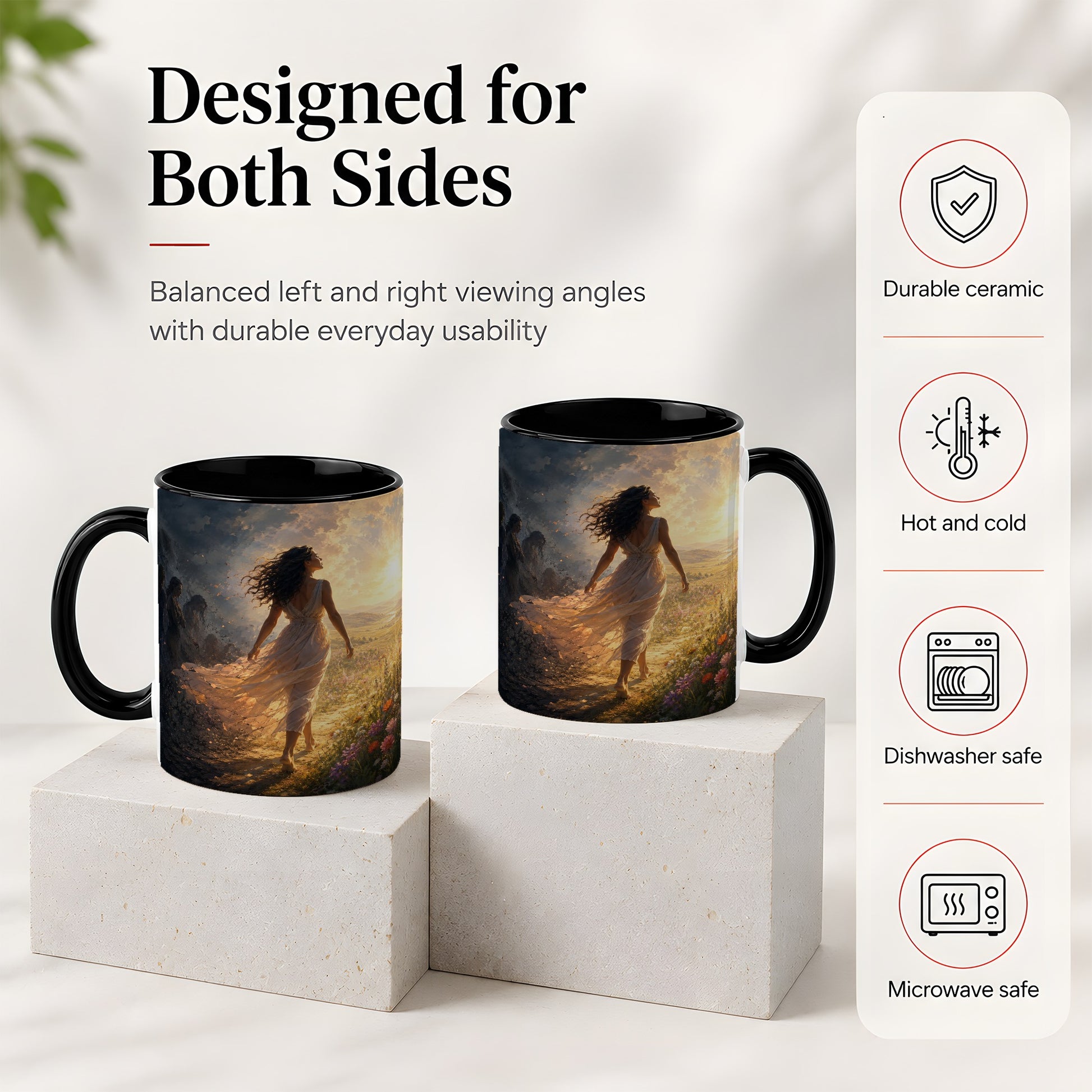 #pl[11oz|Black] Into the Light Ceramic Mug, Hopeful Sunrise Journey Art