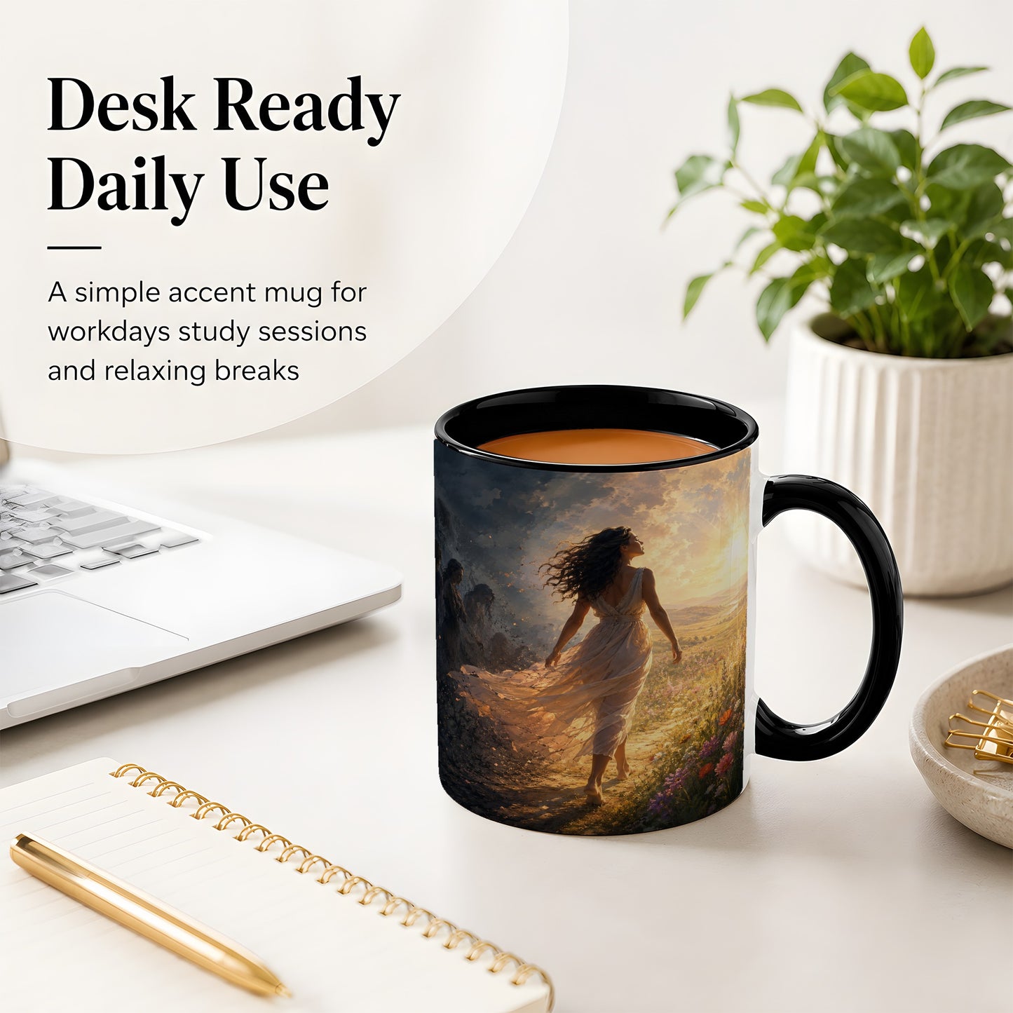 #pl[11oz|Black] Into the Light Ceramic Mug, Hopeful Sunrise Journey Art