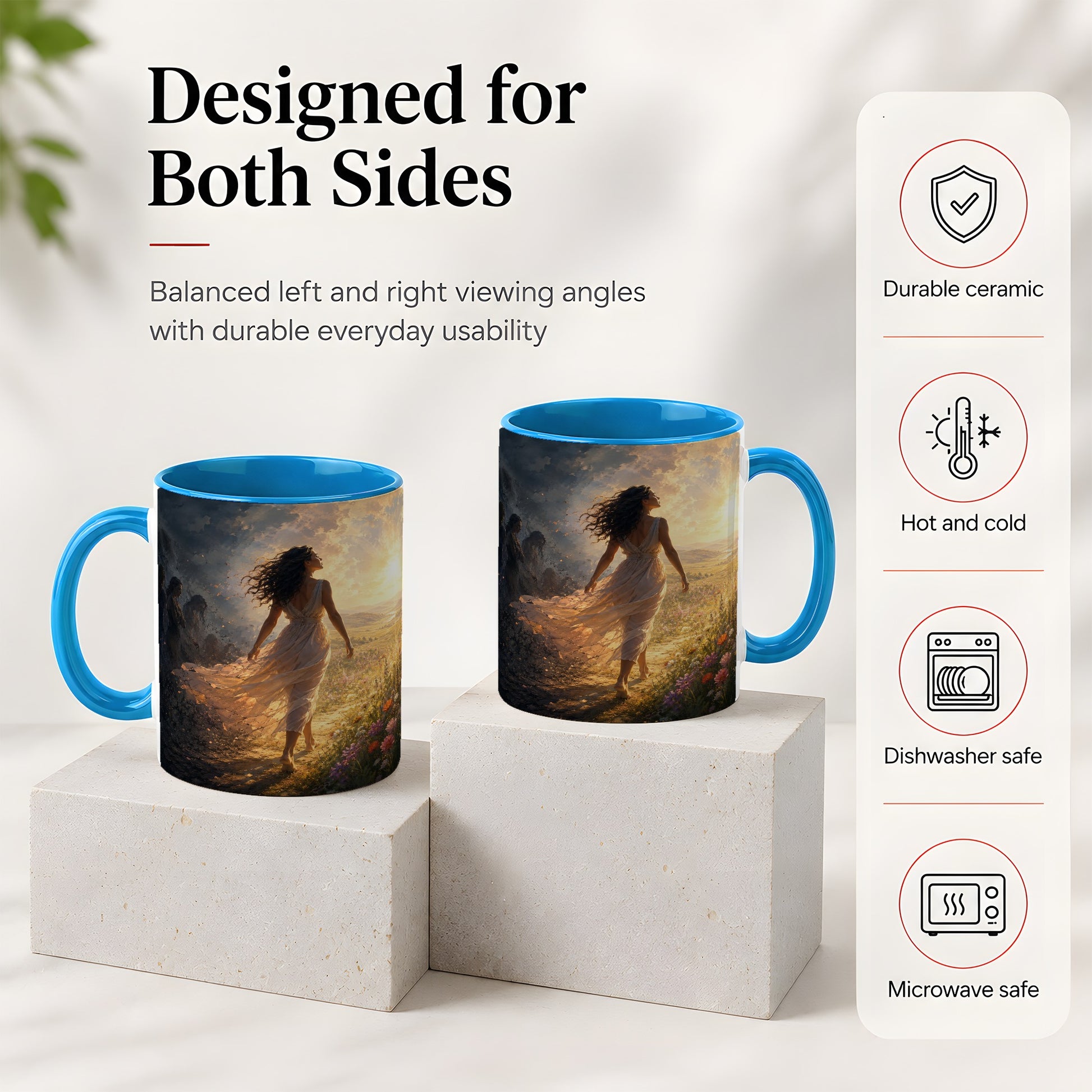 #pl[11oz|Blue] Into the Light Ceramic Mug, Hopeful Sunrise Journey Art