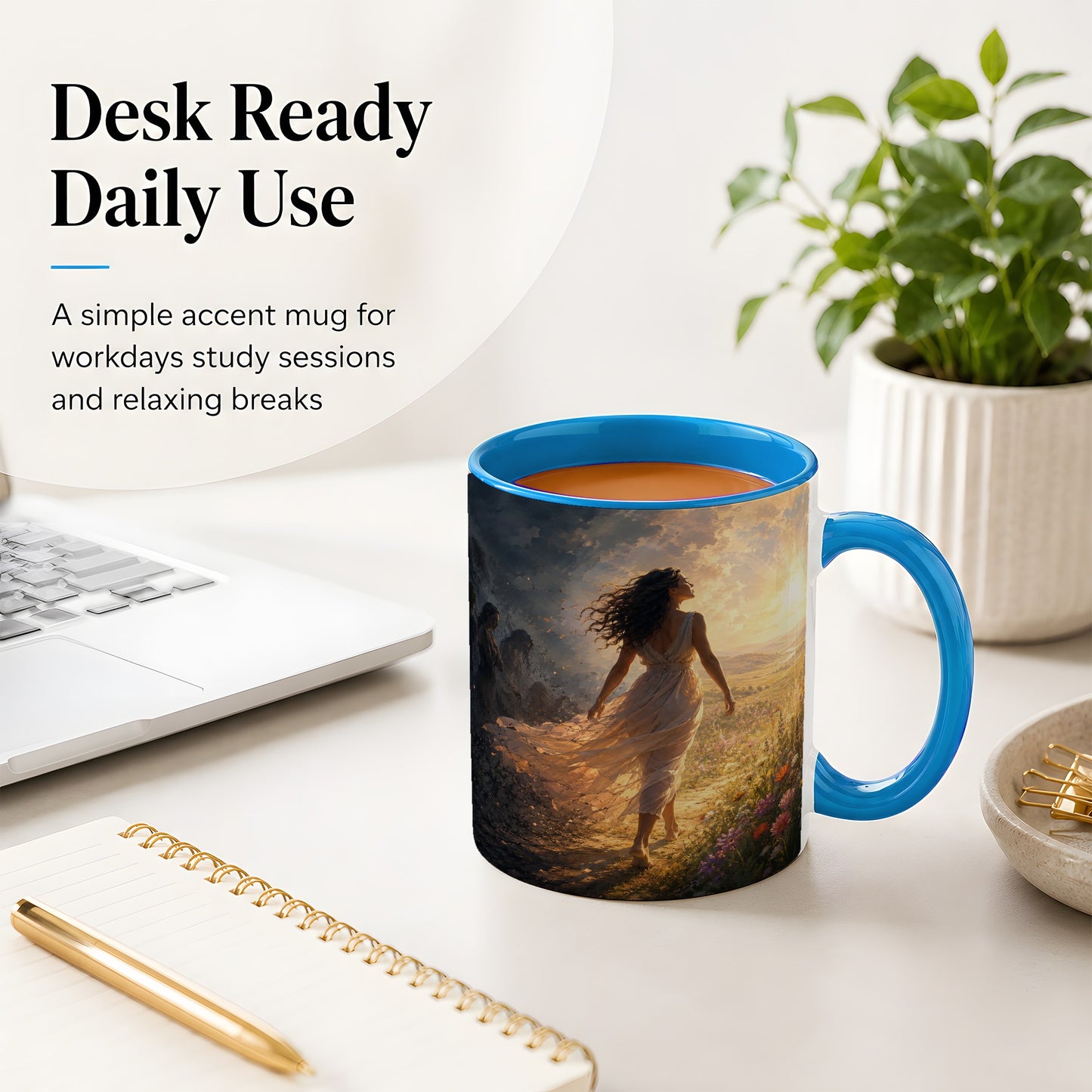 #pl[11oz|Blue] Into the Light Ceramic Mug, Hopeful Sunrise Journey Art