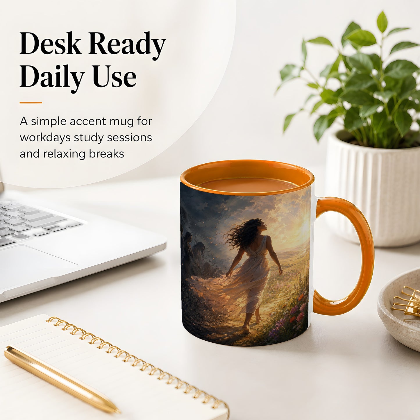 #pl[11oz|Orange] Into the Light Ceramic Mug, Hopeful Sunrise Journey Art