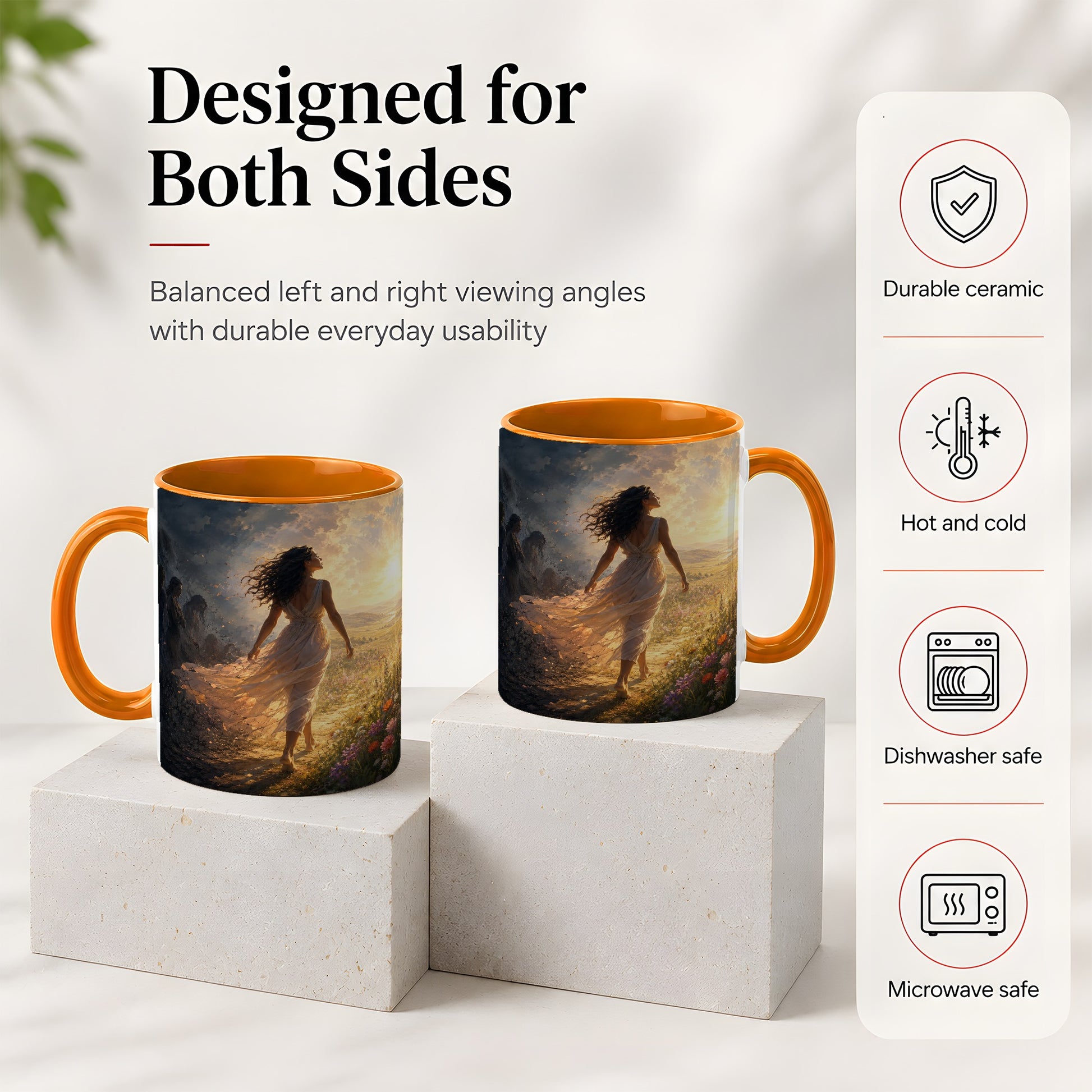 #pl[11oz|Orange] Into the Light Ceramic Mug, Hopeful Sunrise Journey Art