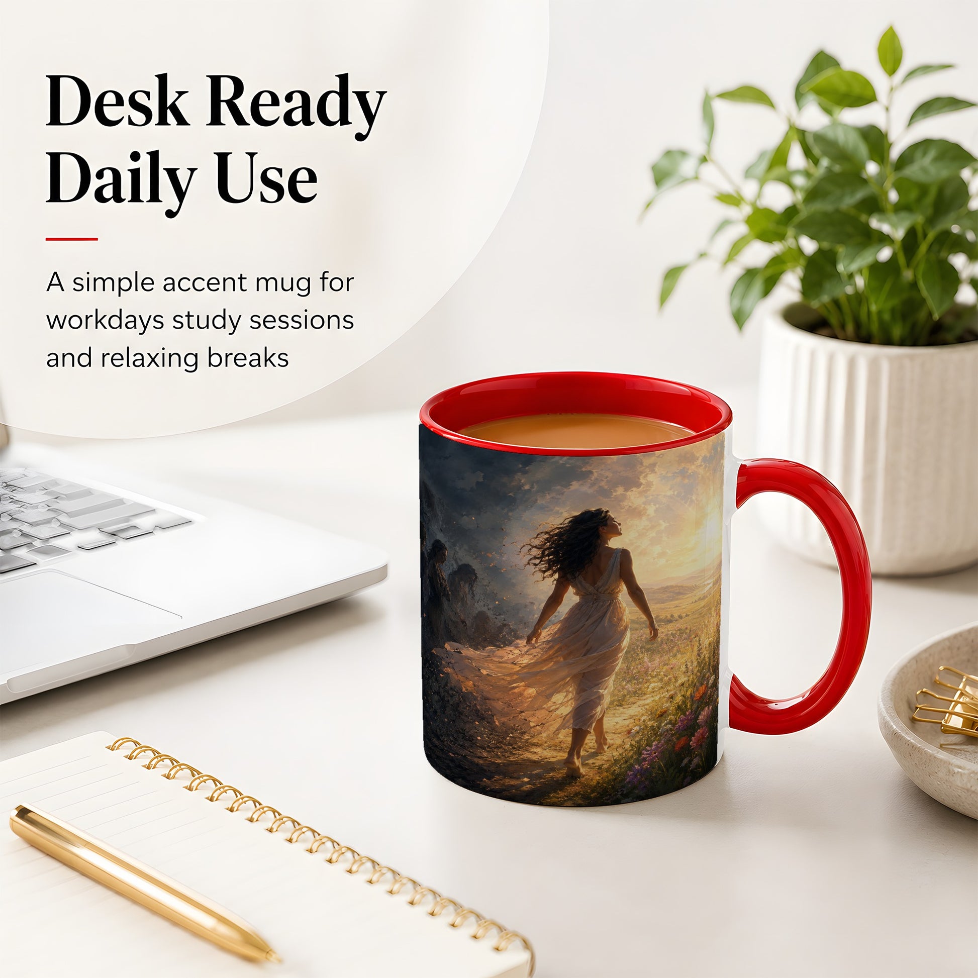 #pl[11oz|Red] Into the Light Ceramic Mug, Hopeful Sunrise Journey Art