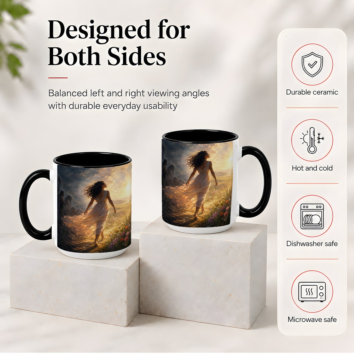 #pl[15oz|Black] Into the Light Ceramic Mug, Hopeful Sunrise Journey Art