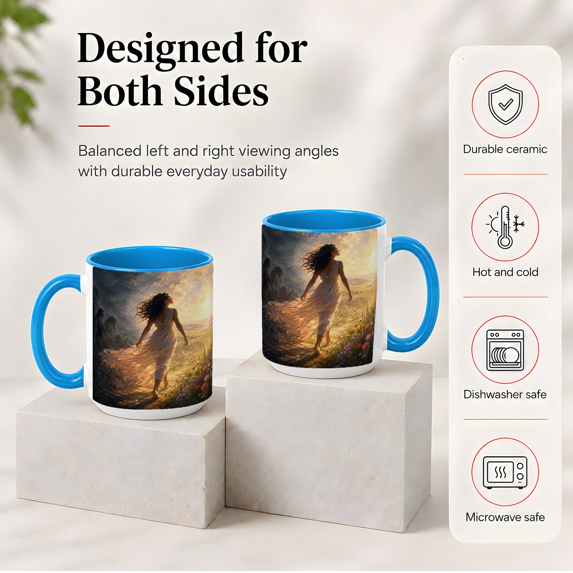 #pl[15oz|Blue] Into the Light Ceramic Mug, Hopeful Sunrise Journey Art