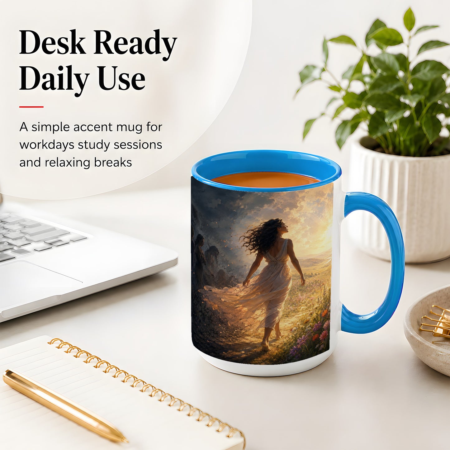 #pl[15oz|Blue] Into the Light Ceramic Mug, Hopeful Sunrise Journey Art