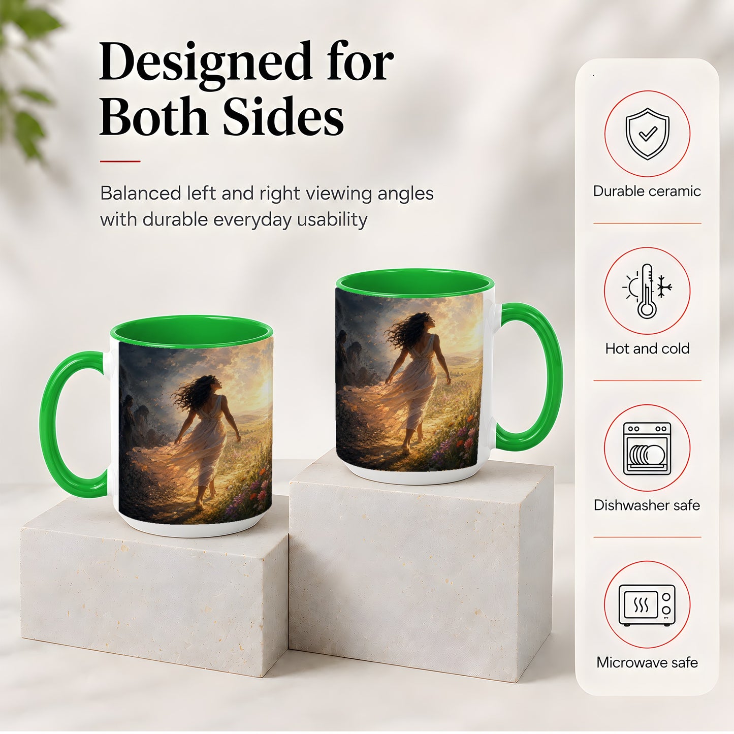#pl[15oz|Green] Into the Light Ceramic Mug, Hopeful Sunrise Journey Art