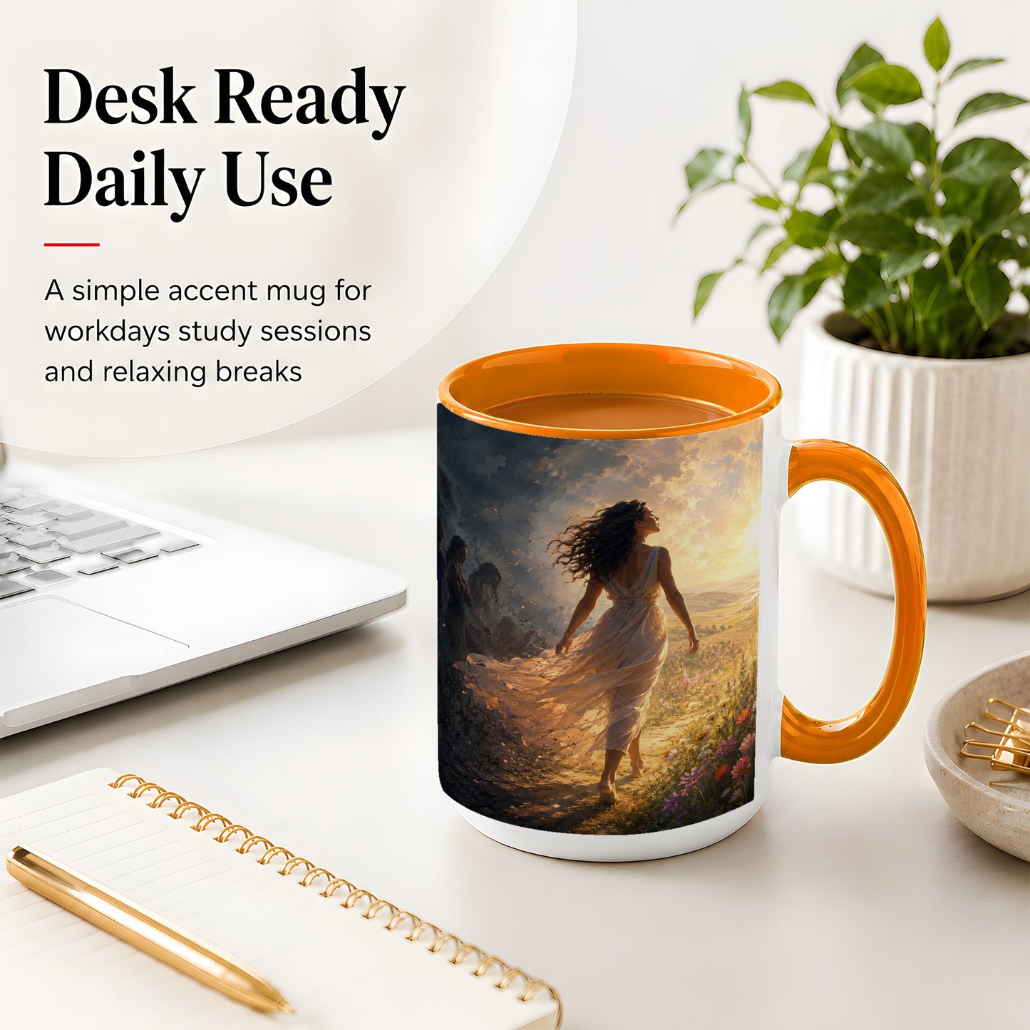 #pl[15oz|Orange] Into the Light Ceramic Mug, Hopeful Sunrise Journey Art