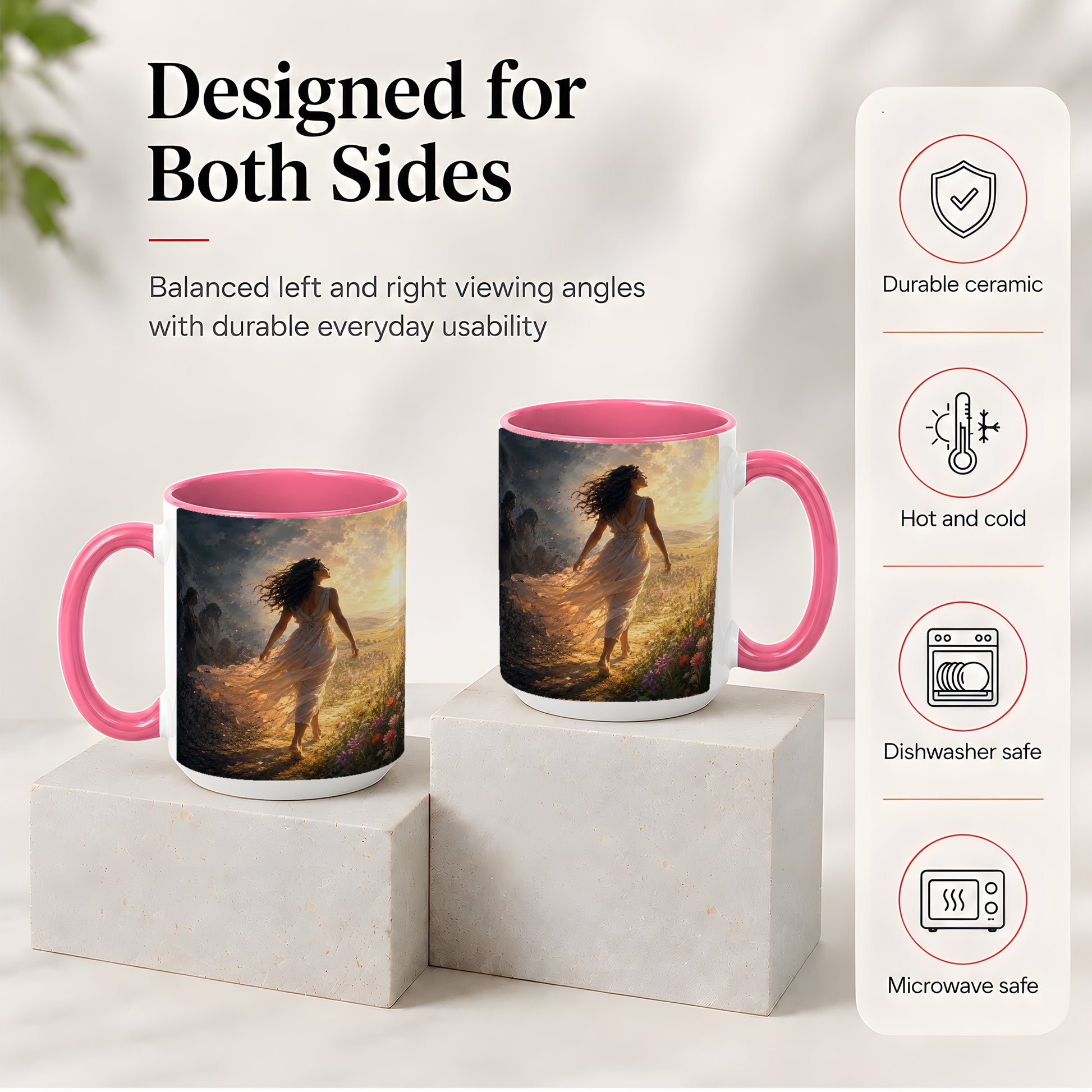 #pl[15oz|Pink] Into the Light Ceramic Mug, Hopeful Sunrise Journey Art