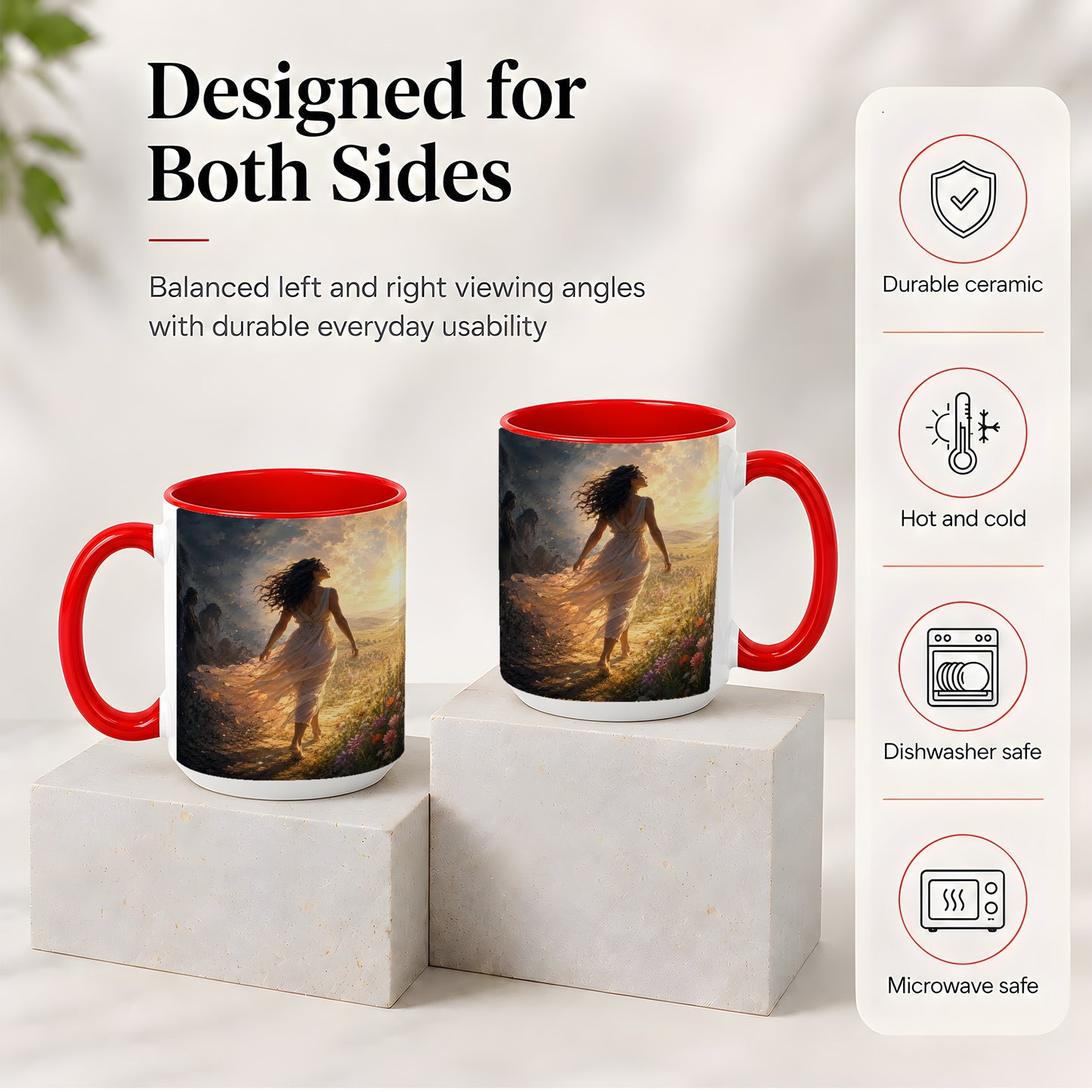 #pl[15oz|Red] Into the Light Ceramic Mug, Hopeful Sunrise Journey Art