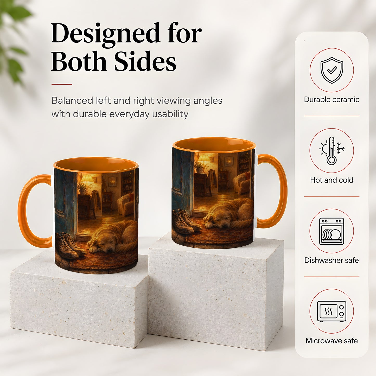 #pl[11oz|Orange] Sleeping Dog Homecoming Ceramic Mug, Cozy Entryway Art