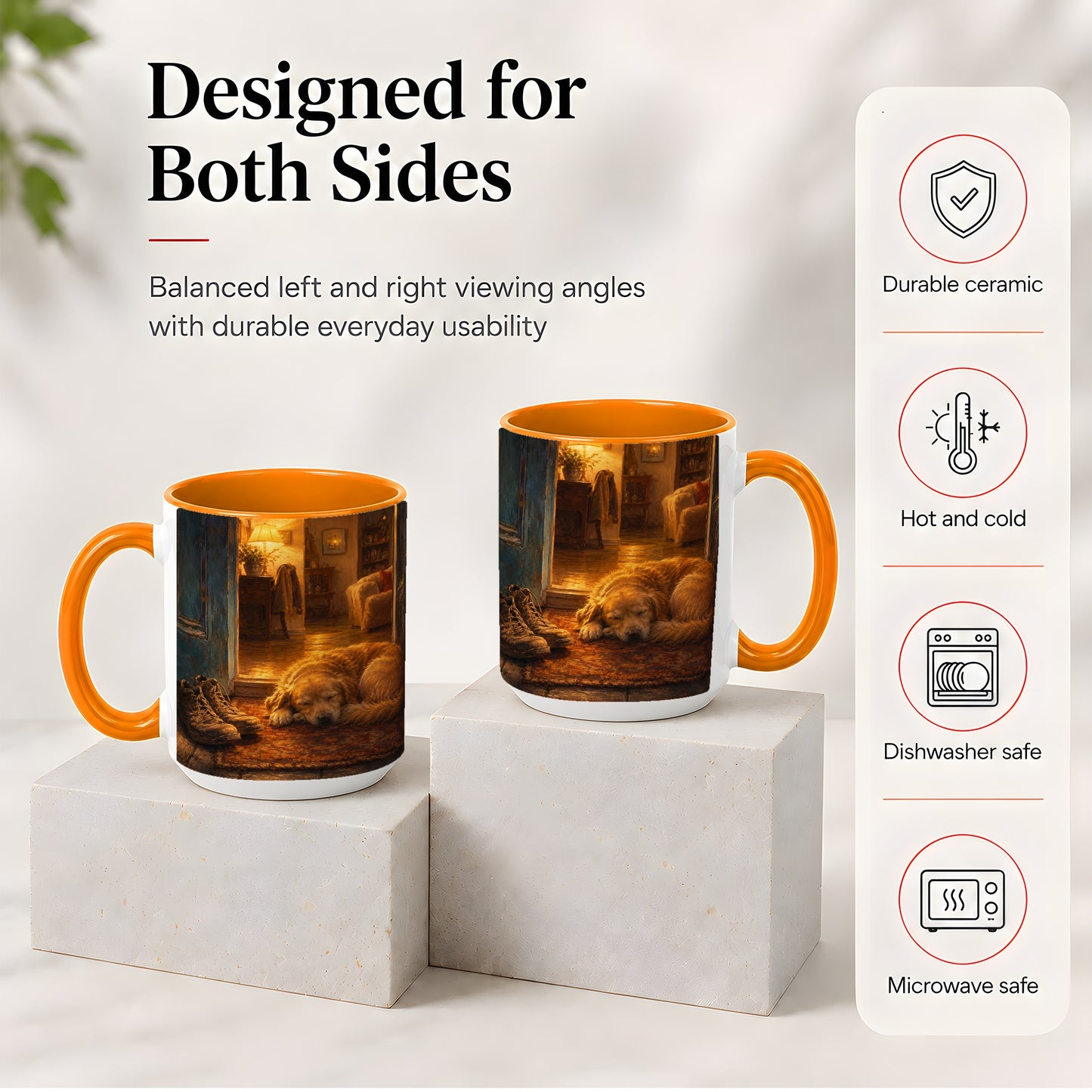 #pl[15oz|Orange] Sleeping Dog Homecoming Ceramic Mug, Cozy Entryway Art