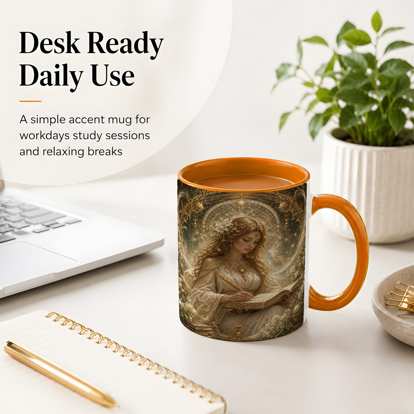 #pl[11oz|Orange] Virgo Maiden Ceramic Mug, Celestial Zodiac Floral Writing Art