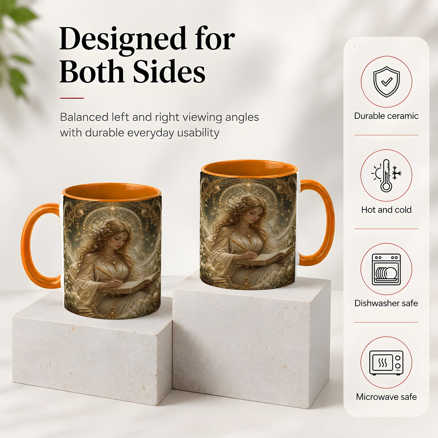 #pl[11oz|Orange] Virgo Maiden Ceramic Mug, Celestial Zodiac Floral Writing Art