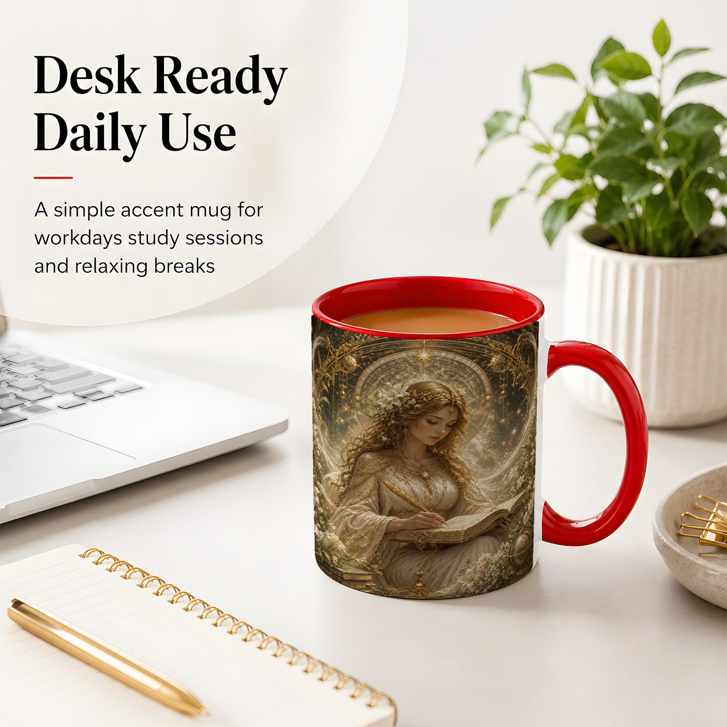 #pl[11oz|Red] Virgo Maiden Ceramic Mug, Celestial Zodiac Floral Writing Art