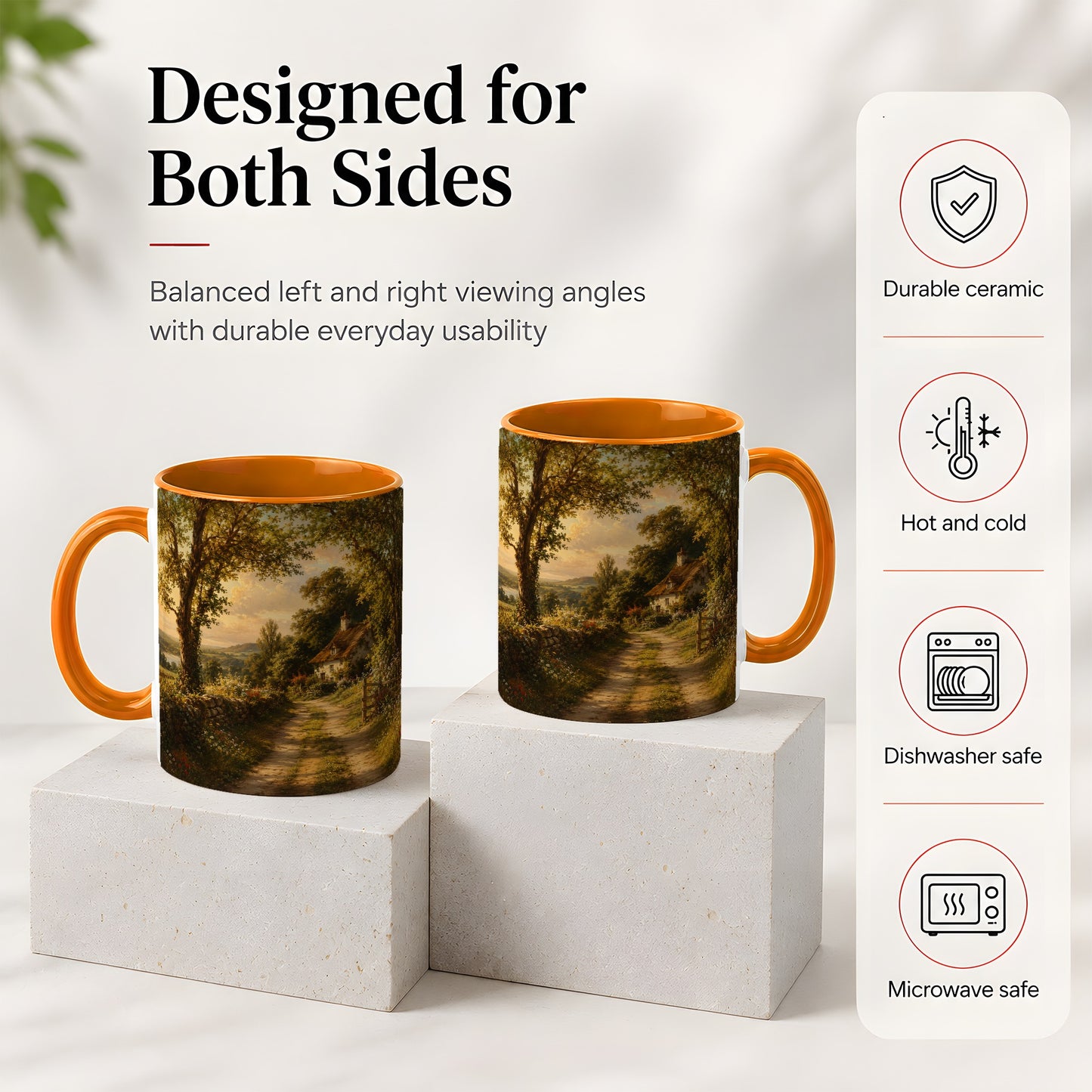 #pl[11oz|Orange] Cottage Countryside Ceramic Mug, Golden Garden Path Landscape