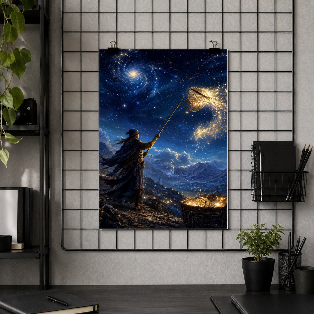 #pl[8x10 Inch|Multicolor] Star Catcher Poster, Celestial Fantasy Wall Art Print