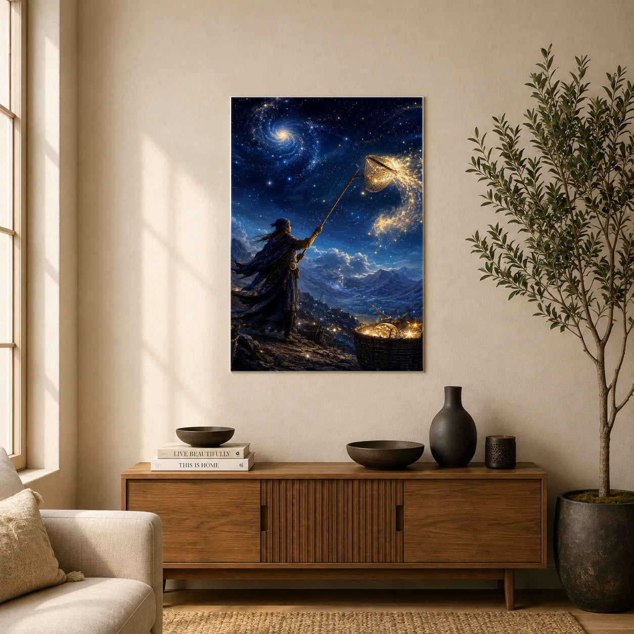 #pl[8x10 Inch|Multicolor] Star Catcher Poster, Celestial Fantasy Wall Art Print