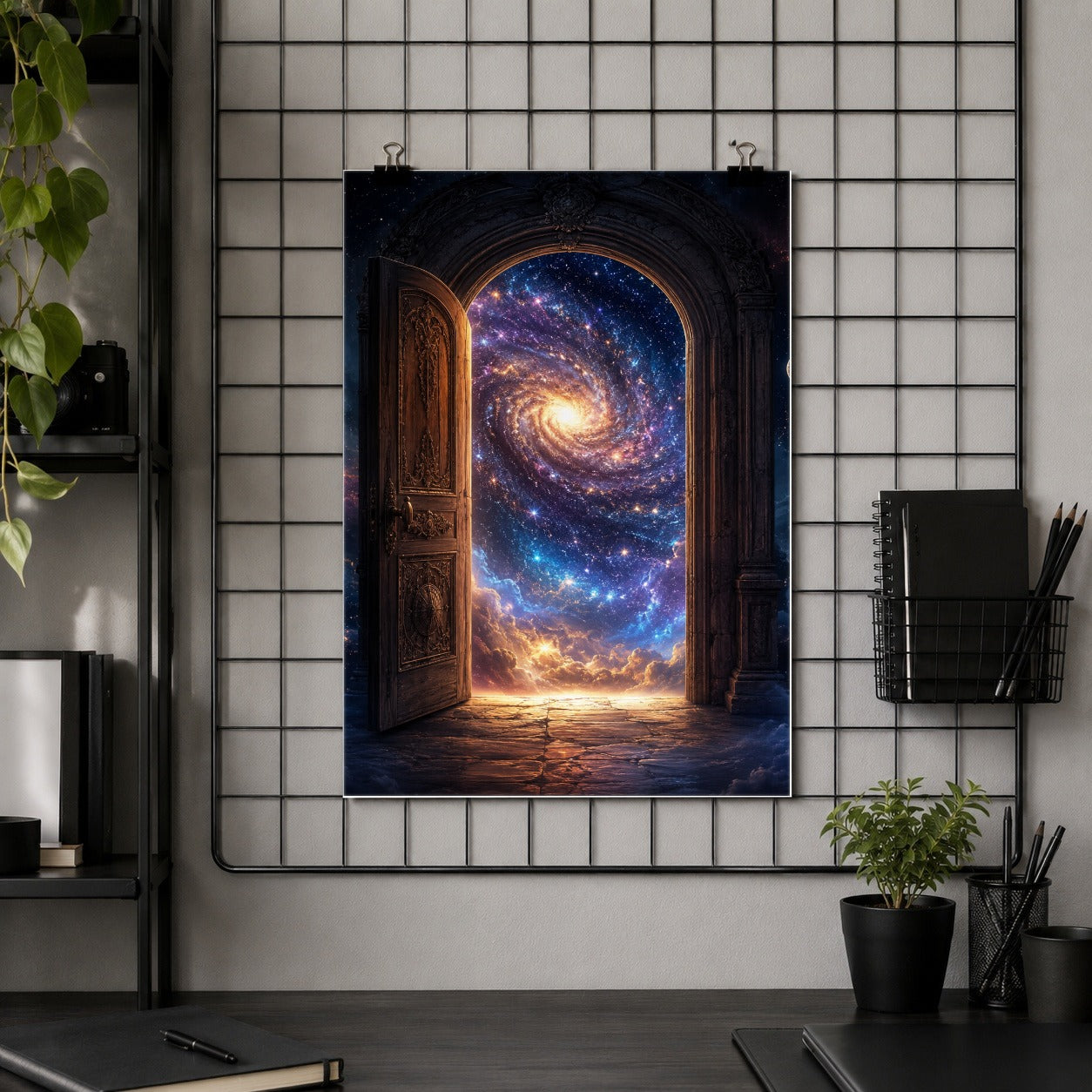 #pl[8x10 Inch|Multicolor] Cosmic Doorway Poster, Galaxy Portal Celestial Wall Art Print